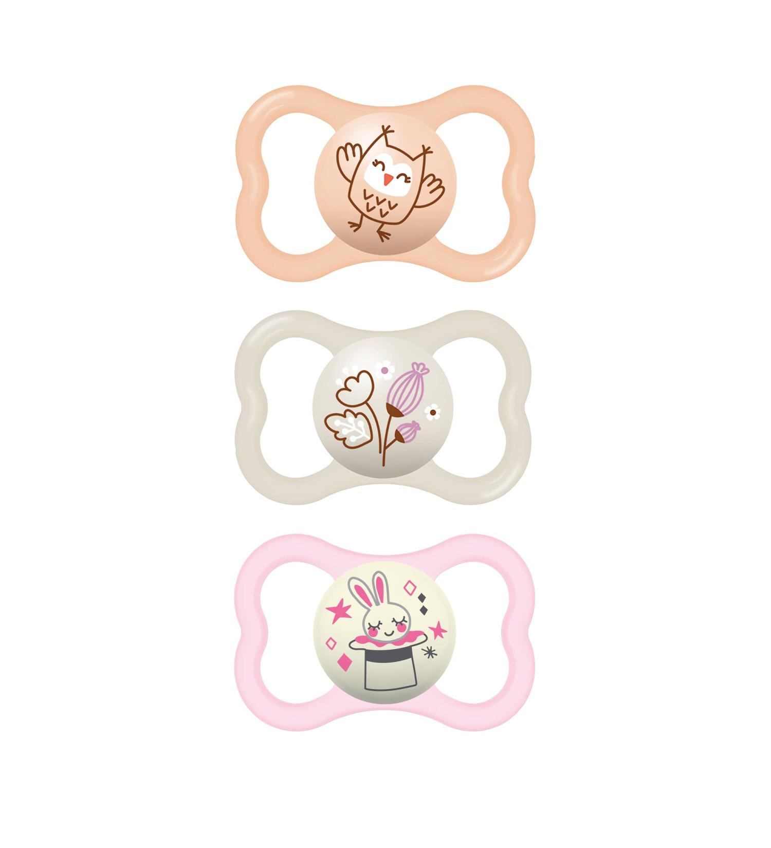 MAM Air Night & Day Baby Pacifier 3 Count Pack - Glows in The Dark, Sensitive Skin, 6-16 Months, Girl - Buy Online on GoSupps.com