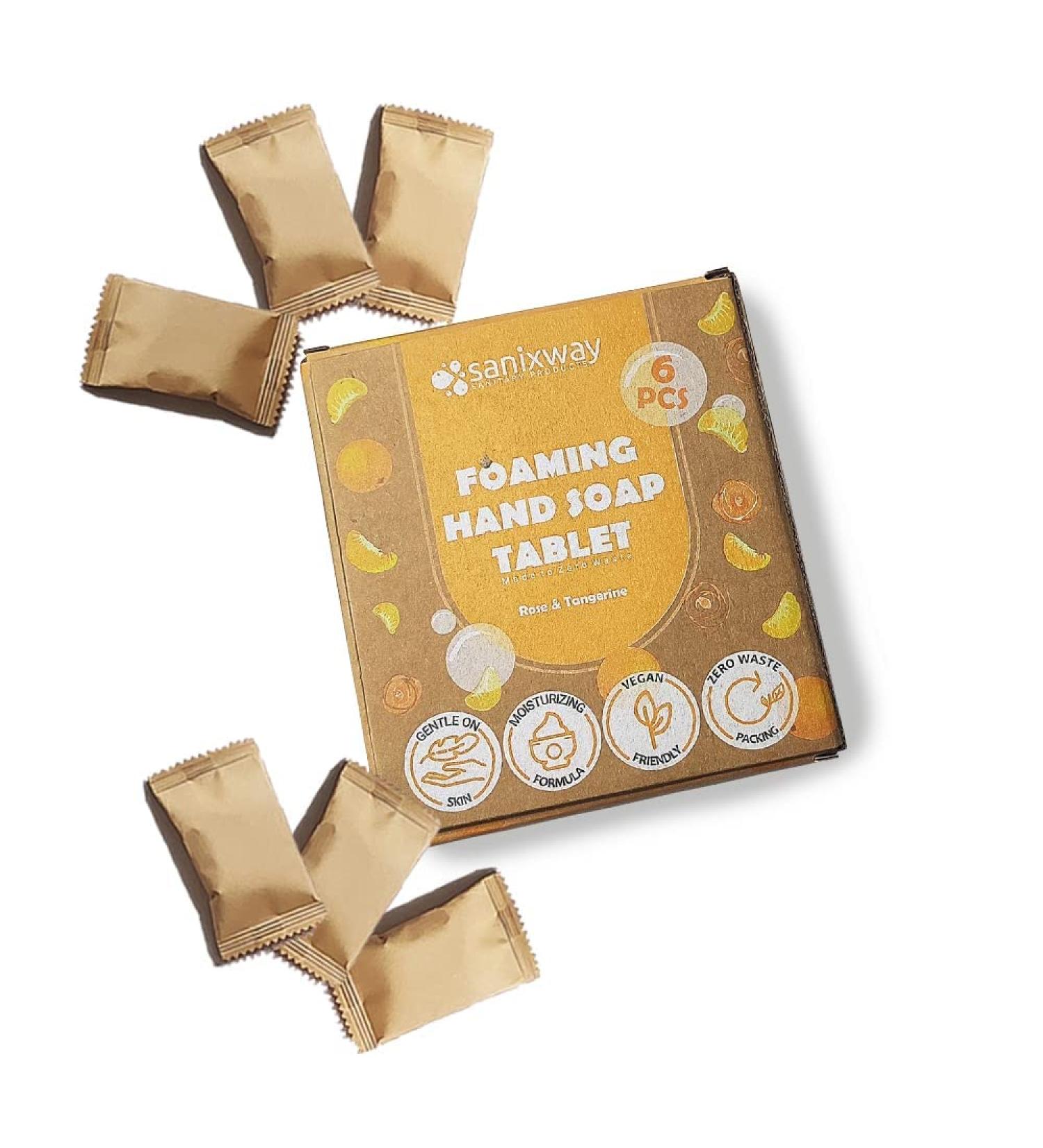 Hand Soap Refill Tablets - Eco-Friendly Zero Waste Packaging - Foaming Soap 48 Fl Oz Equivalent - Cleans Moisturizes & Organizes - Rose Tangerine 6 Pack - Buy Online on GoSupps.com