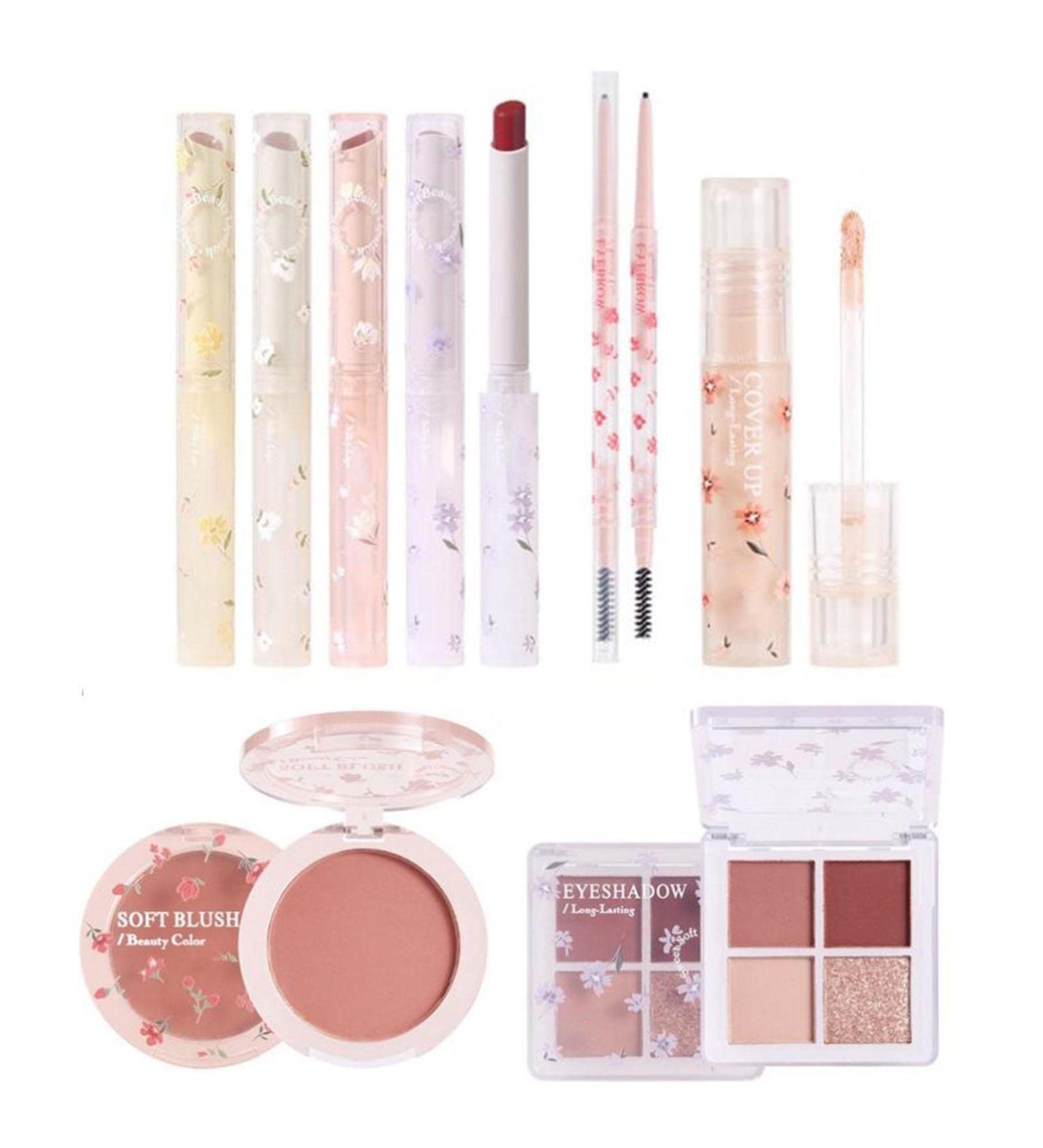 Korean Makeup Set for Women | Lipstick Blush Eyeshadow Palette Eyebrow Pencil & Concealer | Perfect Gift for Beginners - Buy Online on GoSupps.com