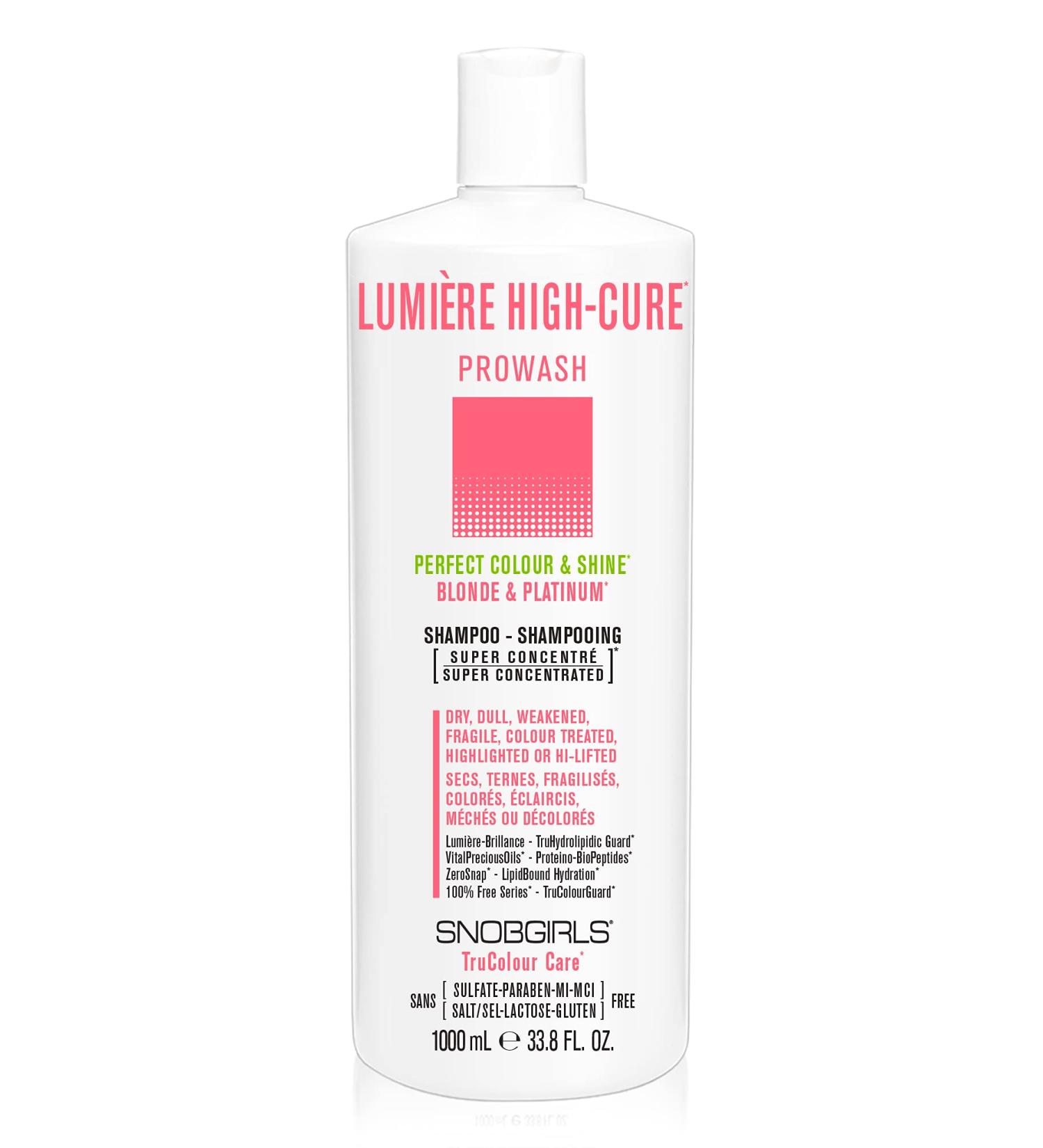 SNOBGIRLS LUMIERE HIGHCURE Vegan Shampoo for color treated hair Perfect Colour & Shine for Dry Dull Fragile Colour Treated Highlighted or Highly-Lifted Hair. Blonde shampoo. Blonde & Platinum Prowash Salon Hair Care - Buy Online on GoSupps.com