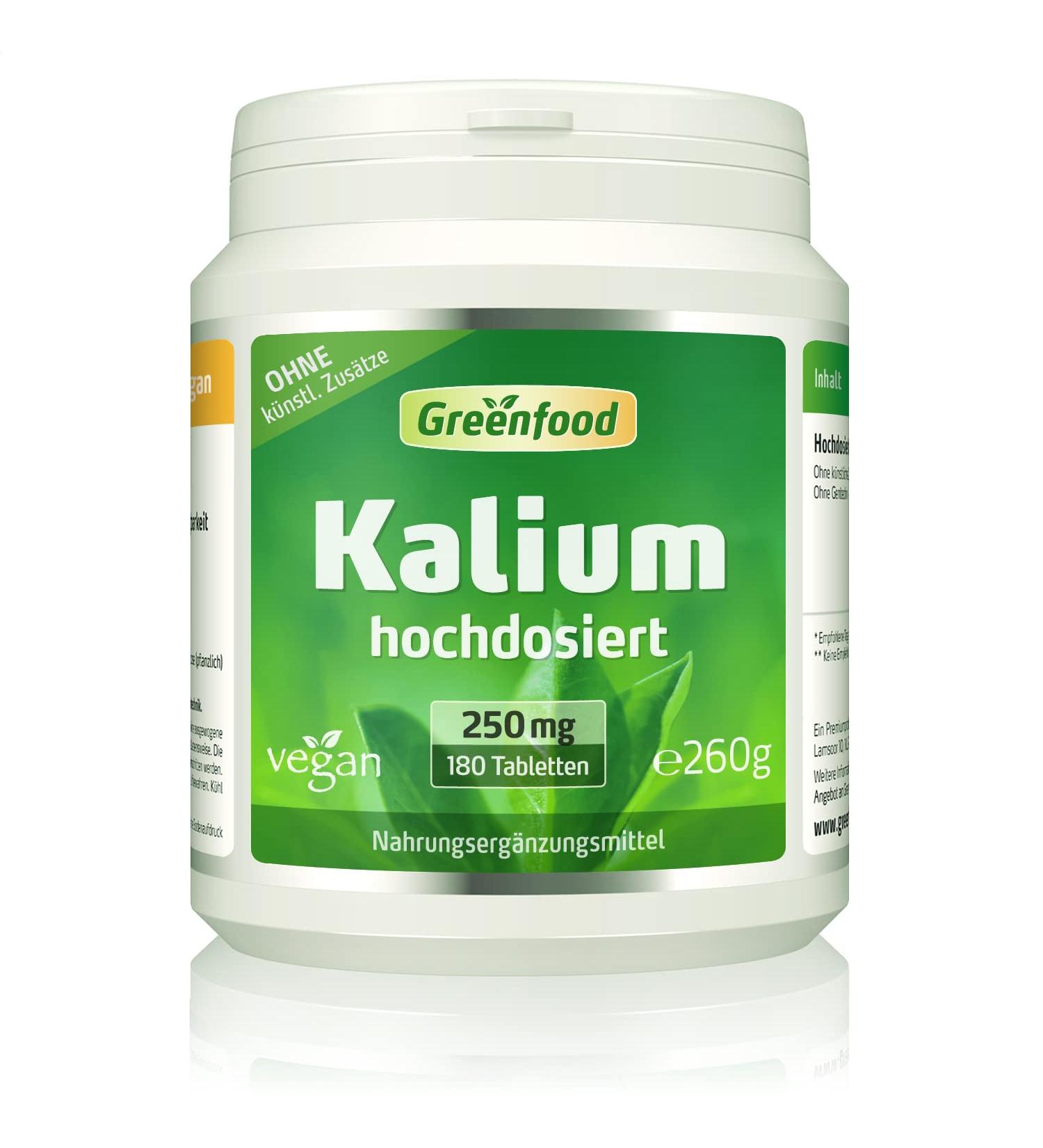 Green Food Potassium 250 mg - 180 Vegan Tablets for Nervous System Muscle Function & Blood Pressure | No Artificial Additives Non-GMO - Buy Online on GoSupps.com