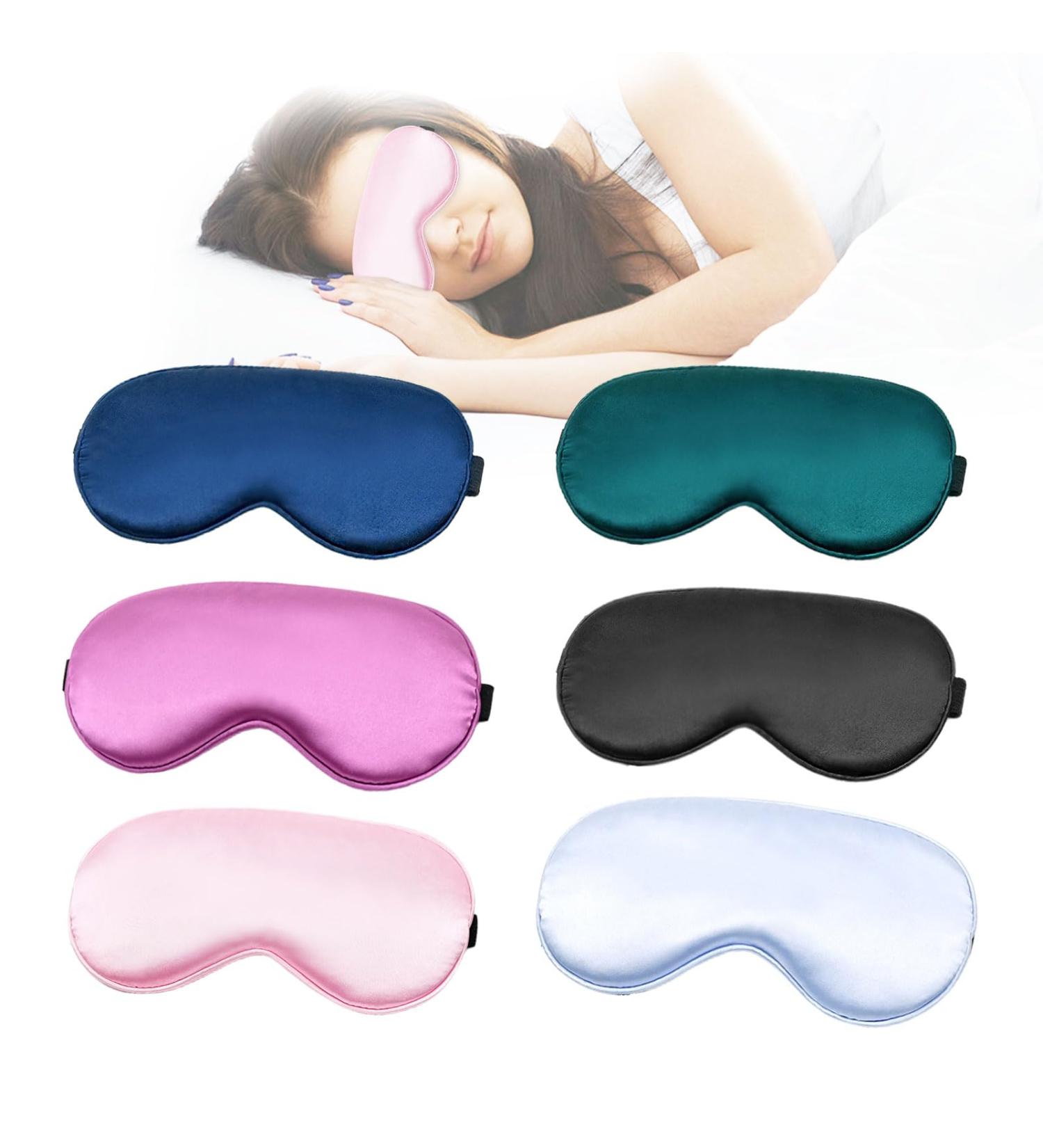 TSHAOUN Silk Sleep Masks - 6 Piece Set for Women, Men, and Children - Adjustable Strap, Blackout Eye Cover for Night, Travel, Nap - (6 Colors) - Buy Online on GoSupps.com