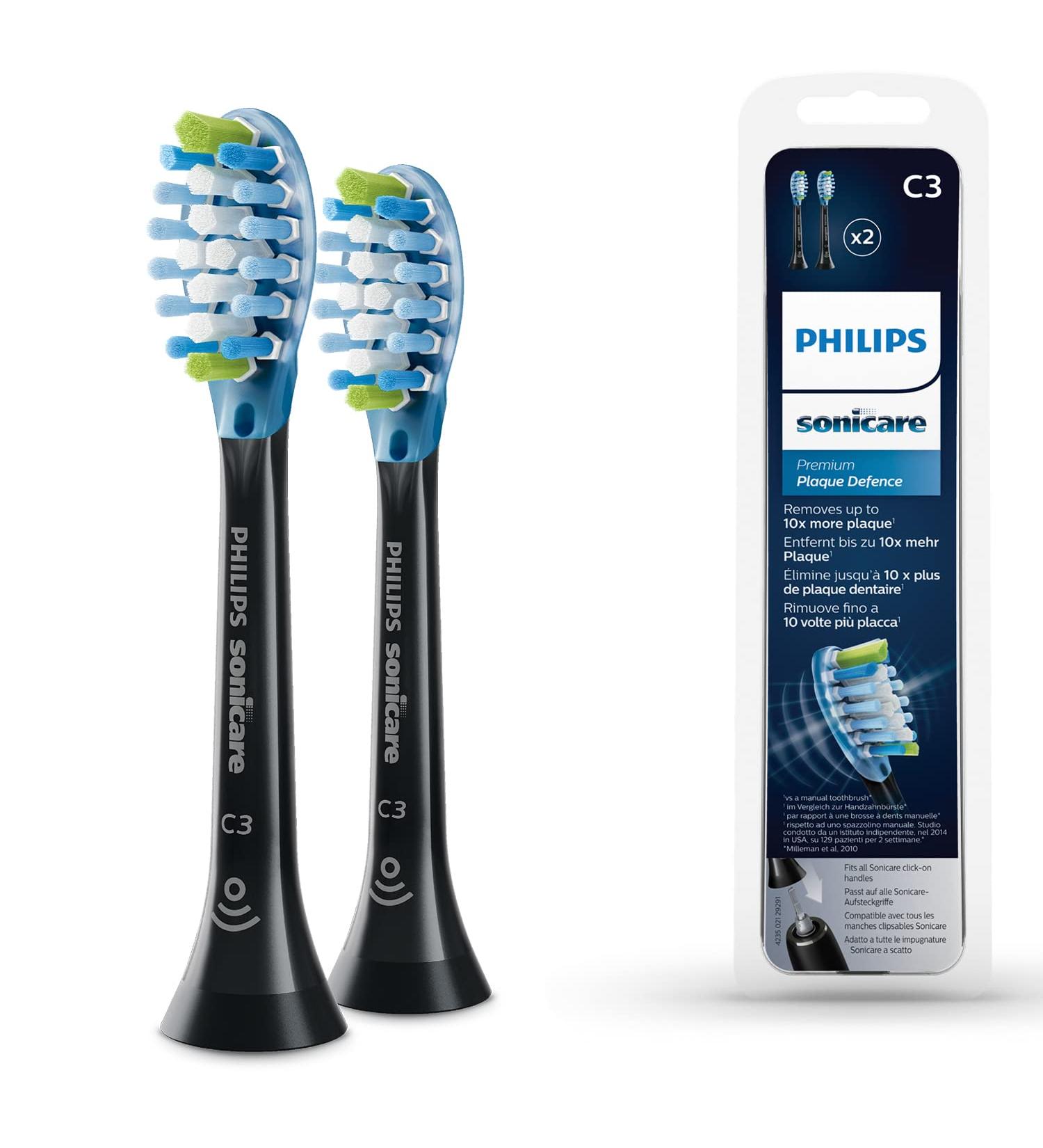 Philips Sonicare C3 Premium Plaque Defense Toothbrush Heads - 2-Pack in Black (HX9042/33) | International Shipping Available - Buy Online on GoSupps.com