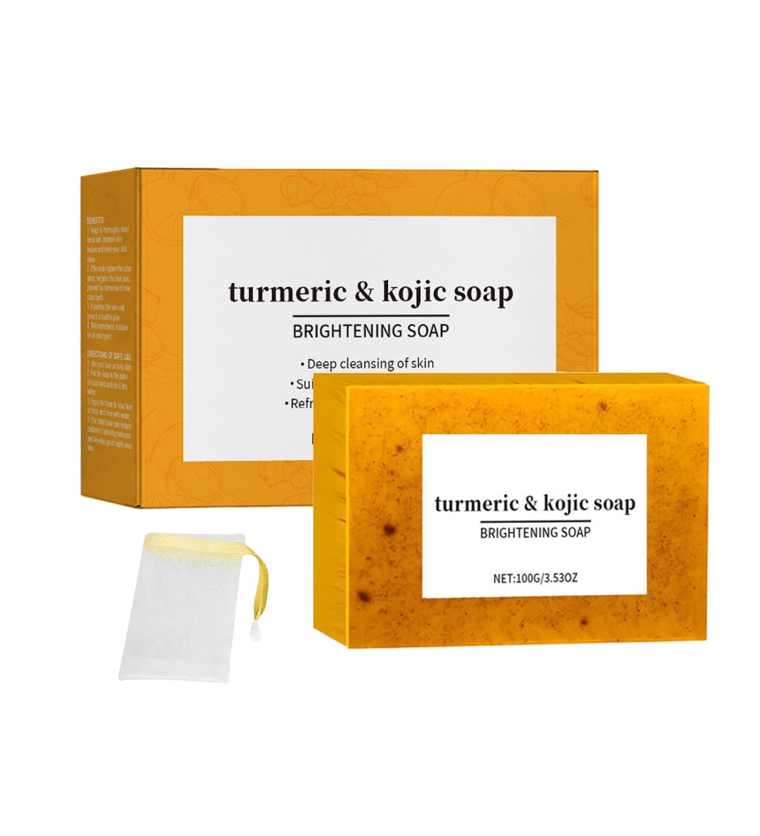  YOENBG Natural Turmeric Kojic Acid & Lemon Soap Bar - Deep Cleansing Brightening & Moisturizing Face & Body Soap Ideal for Dark Spots (1) - Buy Online on GoSupps.com