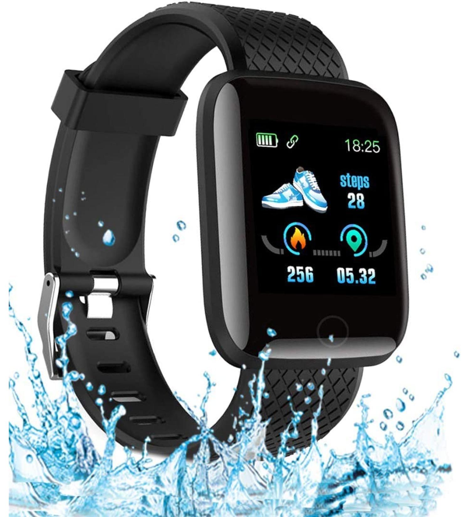 Smartwatch for Android & iOS Phones - Waterproof IP68 Fitness Tracker with Heart Rate Monitor - Black Smart Watch for Men and Women - Buy Online on GoSupps.com