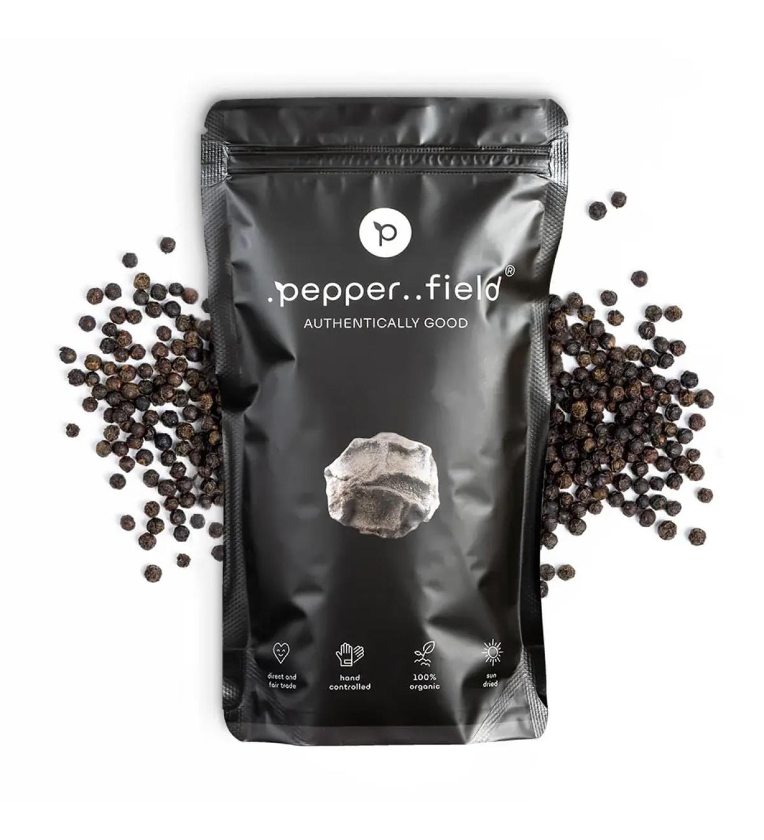 pepperfield Pepper Field Kampot black pepper doypack 1x 250 g black pepper whole black pepper black peppercorns pepper for mill