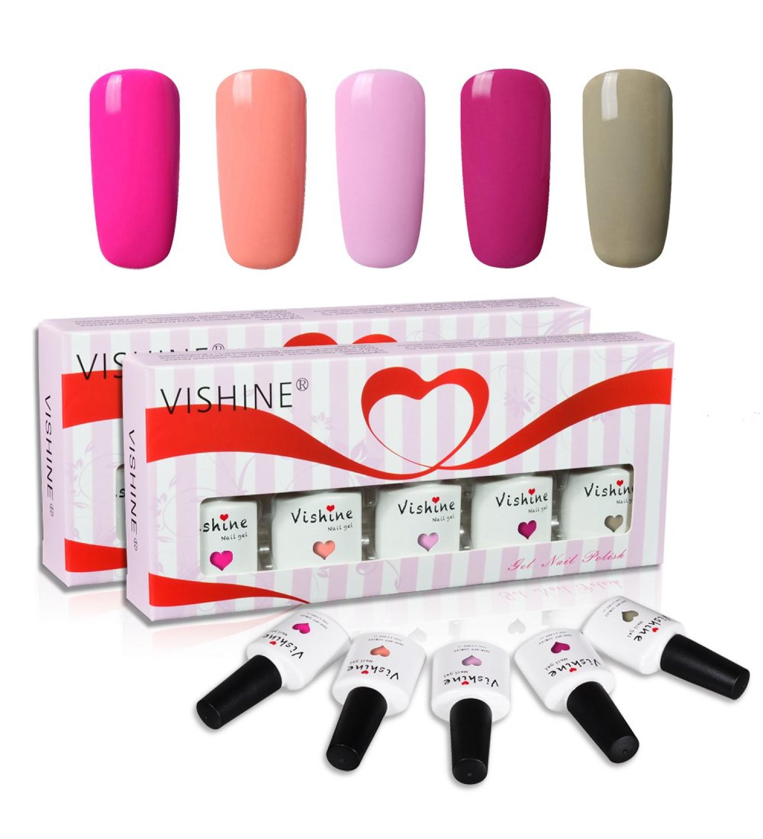Vishine Soak Off UV LED Gel Nail Polish Multicolor Varnish Gift Set Of 5pcs X 10ml for Nail Art TX003 - Buy Online on GoSupps.com