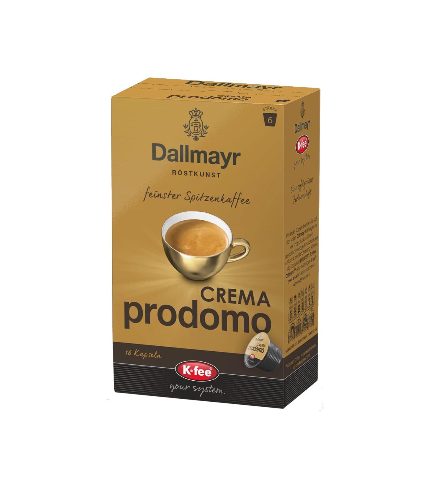 Dallmayr CREMA Prodomo Coffee Capsules - Compatible with Tchibo Cafissimo - Pack of 6 (96 Capsules) - Premium Quality Coffee - Buy Online on GoSupps.com