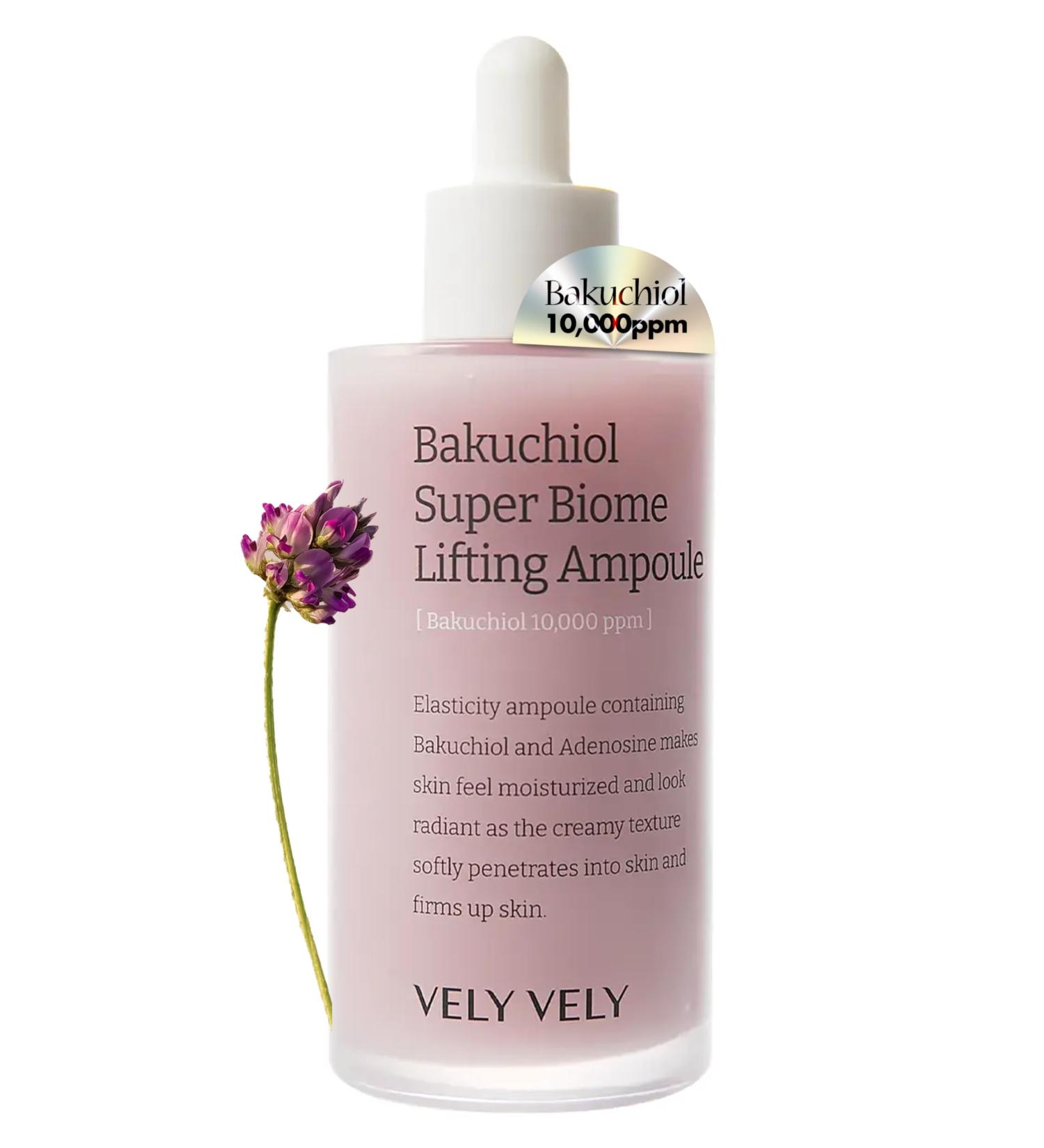 VELY VELY Bakuchiol Super Biome Lifting Ampoule Serum - Age-Defying Hydrating Firming Pore Serum | Korean Skin Care Hypoallergenic Bakuchiol & Niacinamide - International Shipping - Buy Online on GoSupps.com