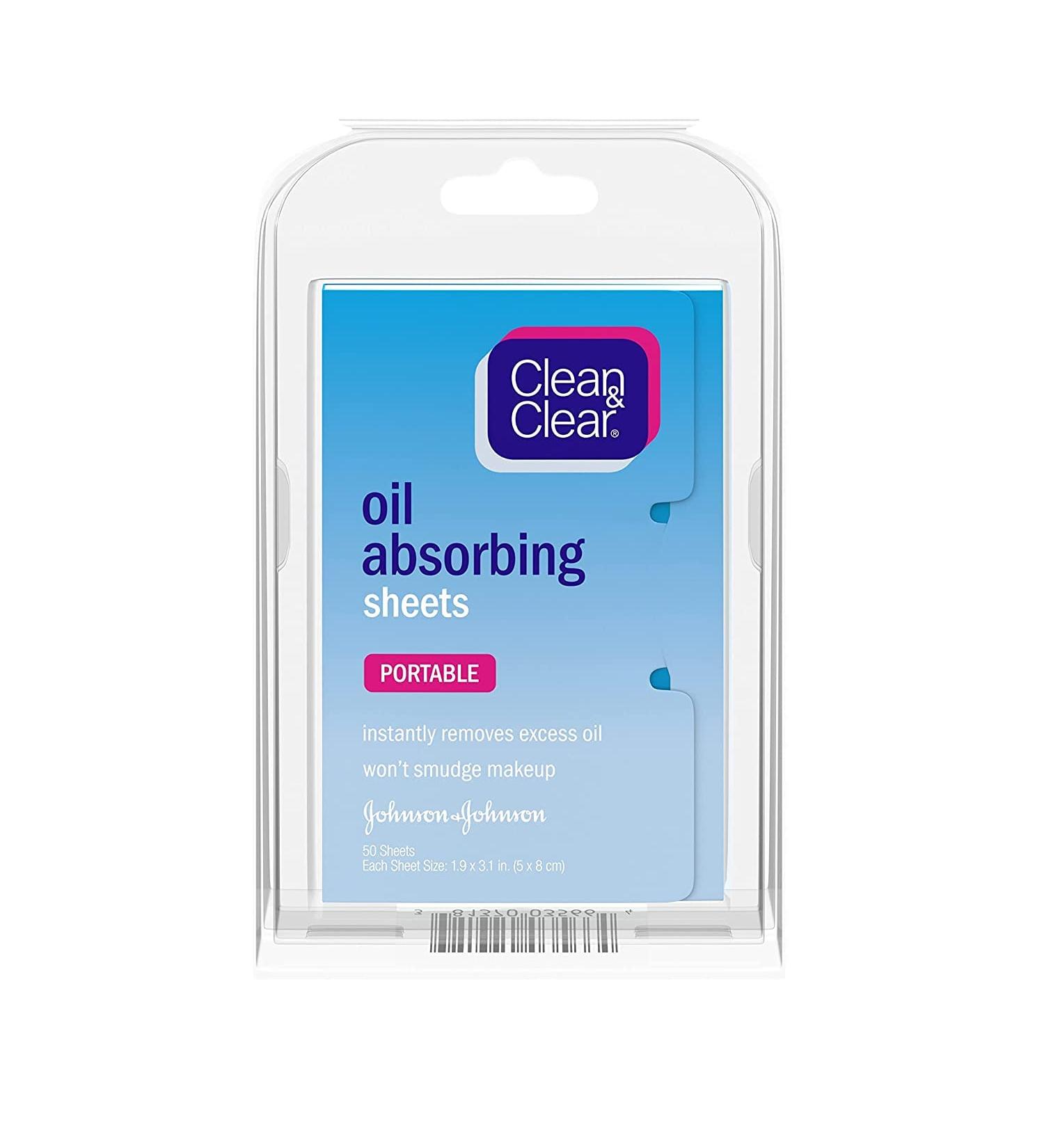 Clean & Clear Oil Absorbing Facial Sheets, Portable Blotting Papers for Face & Nose, Absorbing Blotting Sheets for Oily Skin to Instantly Remove Excess Oil & Shine, 3 x 50 ct