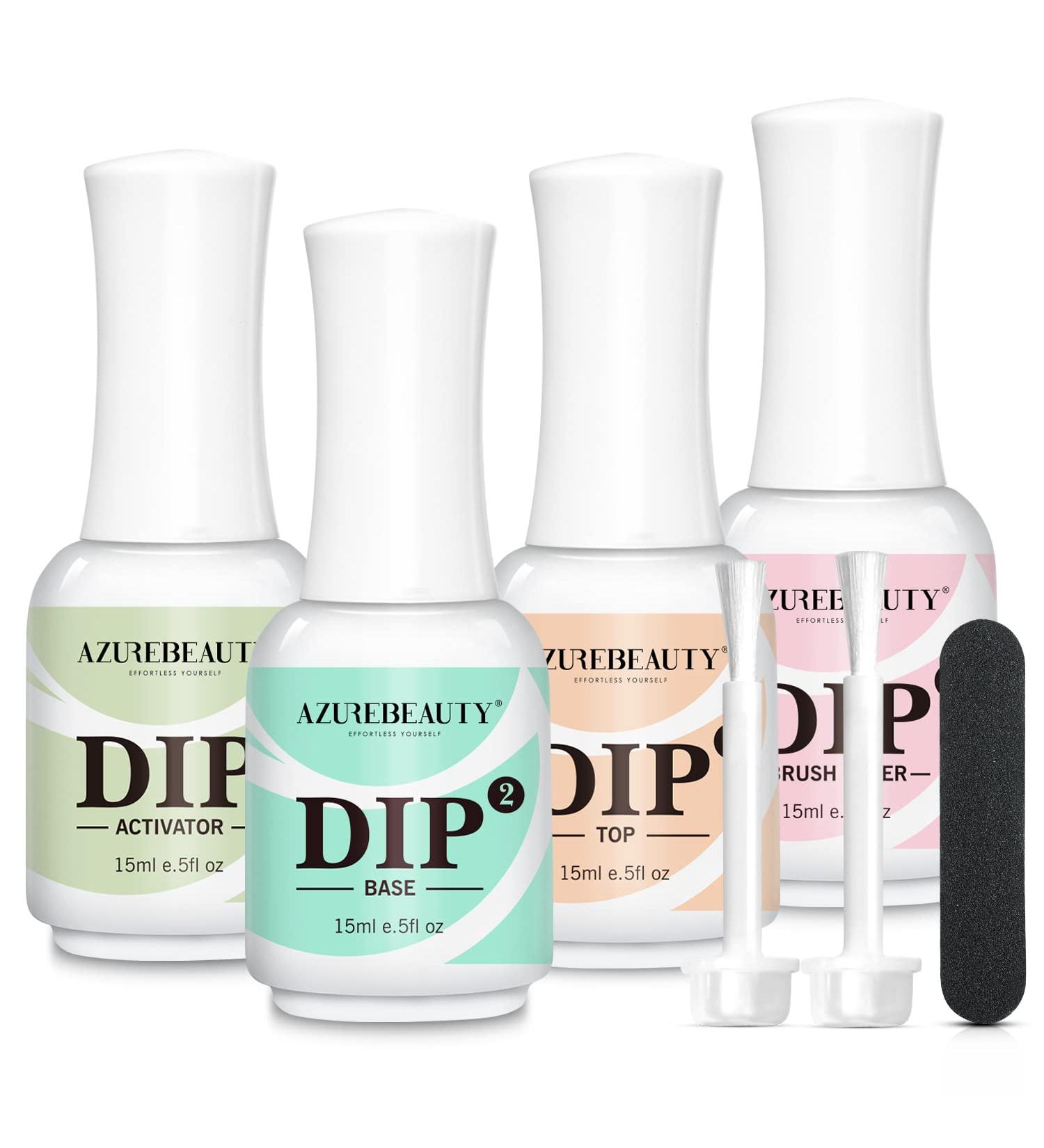 AZUREBEAUTY Dip Powder Liquid Set - 7 Pcs Base & Top Coat, Activator, No Nail Lamp Needed - Buy Online on GoSupps.com