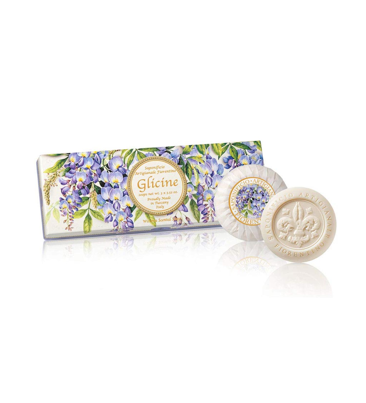 Wisteria soap round 3 pieces each 100g handmade Italian soap from Fiorentino wisteria 100 g (pack of 3)