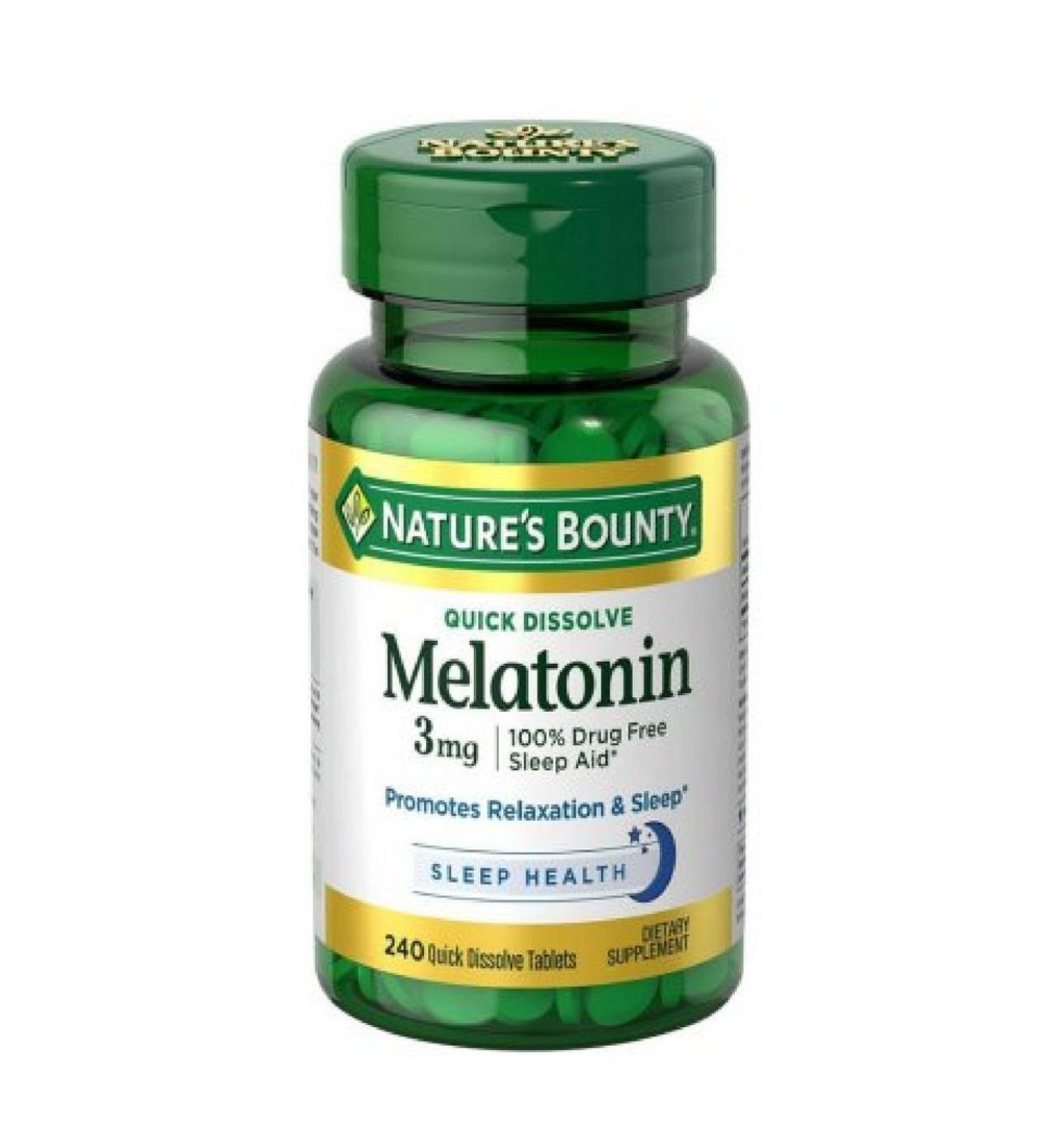 Nature's Bounty Melatonin Natural Cherry Flavor 3 mg 120 Quick Dissolve Tablets