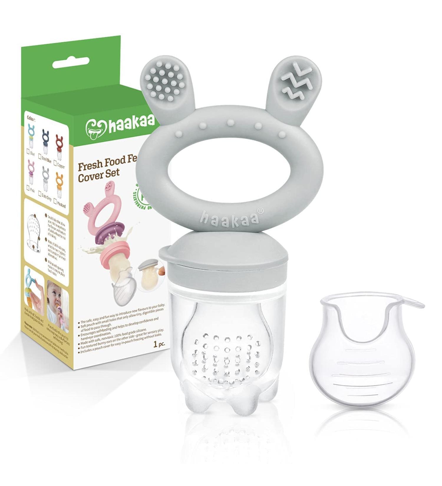 Haakaa Baby Fruit Feeder Breastmilk Popsicle Mold - BPA Free Silicone, Safe Self Feeding for 4+ Months (Gray) - Buy Online on GoSupps.com
