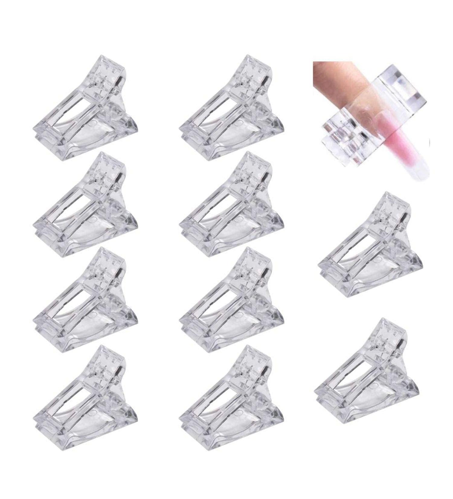 10 Pcs Transparent Nail Tips Clips | Clear Polygel Nail Art Tool for DIY Manicure & Extensions - Buy Online on GoSupps.com
