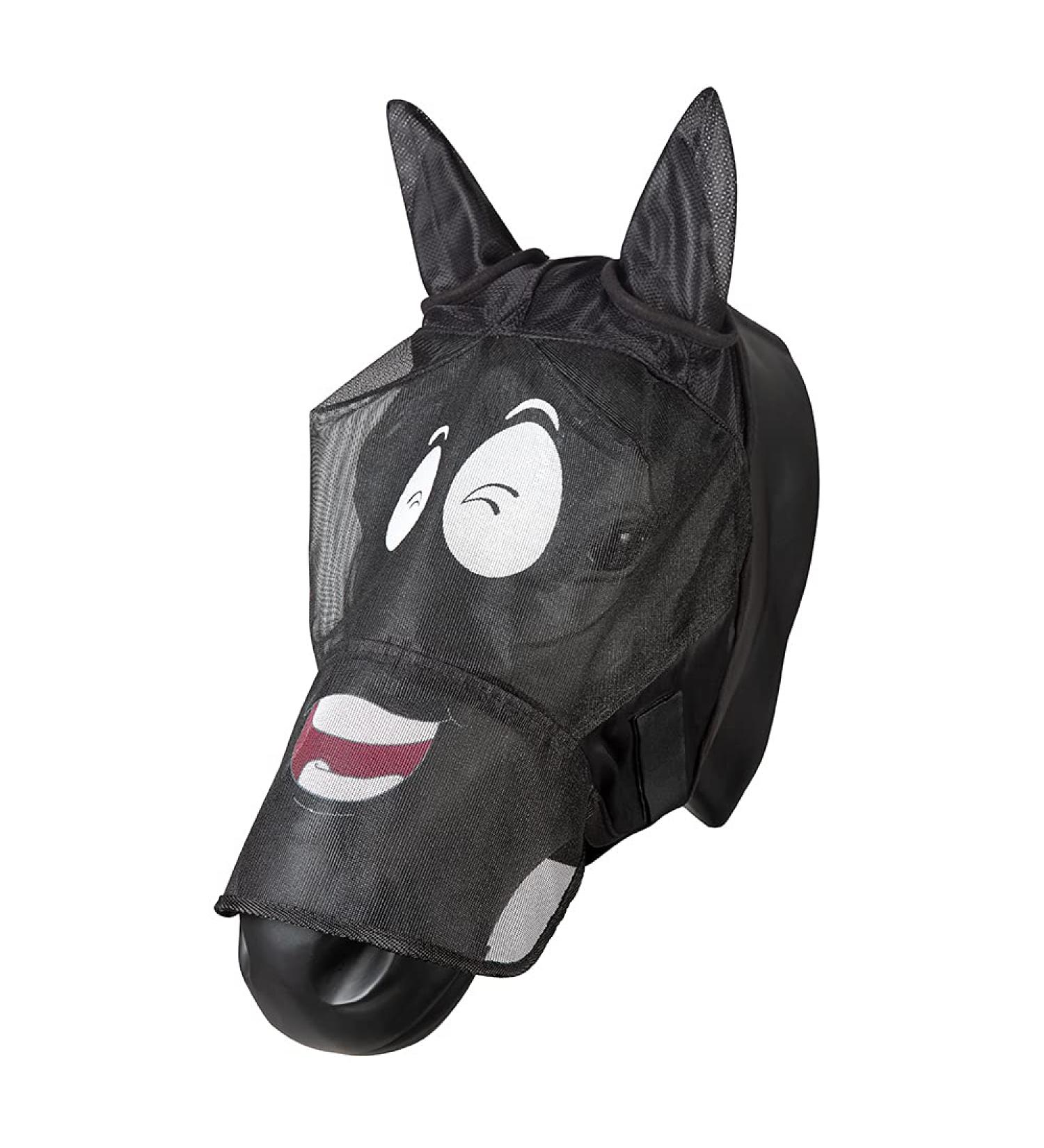 PFIFF 101013 Fly Mask for Horses - Motif Face Mask for Fly Protection | Full/Warmblood Size - Black-White - Buy Online on GoSupps.com