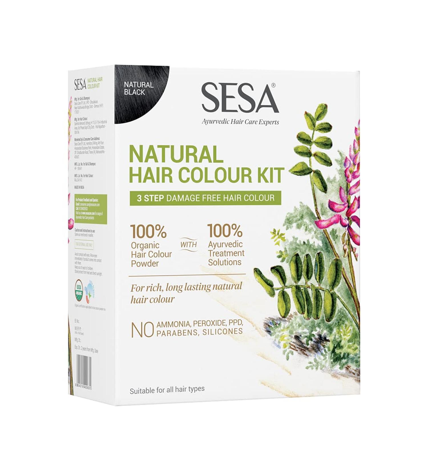 Sesa 3 Step Natural Hair Colour Kit - 100% Organic & Ayurvedic Solution for First Greys | International Shipping Available - Buy Online on GoSupps.com