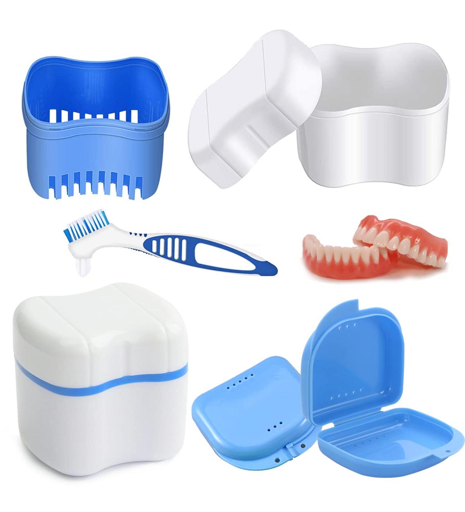 Buy Hongecb Denture Box - Light Blue Prostheses Container & Cleaning Cup for False Teeth Storage - Buy Online on GoSupps.com