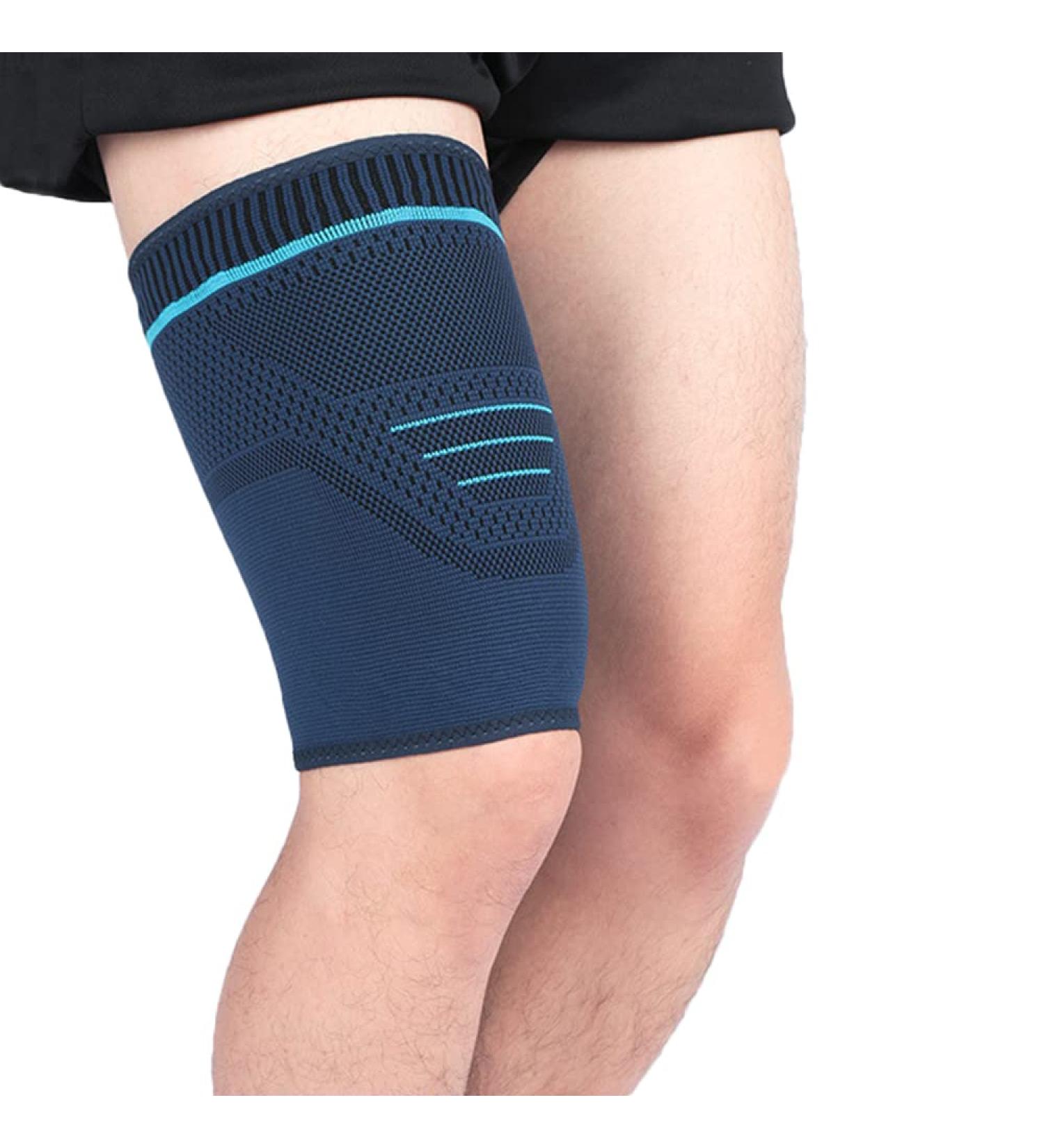 Tofbs Thigh Bandage (2-Piece) for Men & Women - Breathable Slip-Proof Compression for Sports & Injury Recovery - Ideal for Knee Tendon & Quadriceps Support (Size L Navy Blue) - Buy Online on GoSupps.com