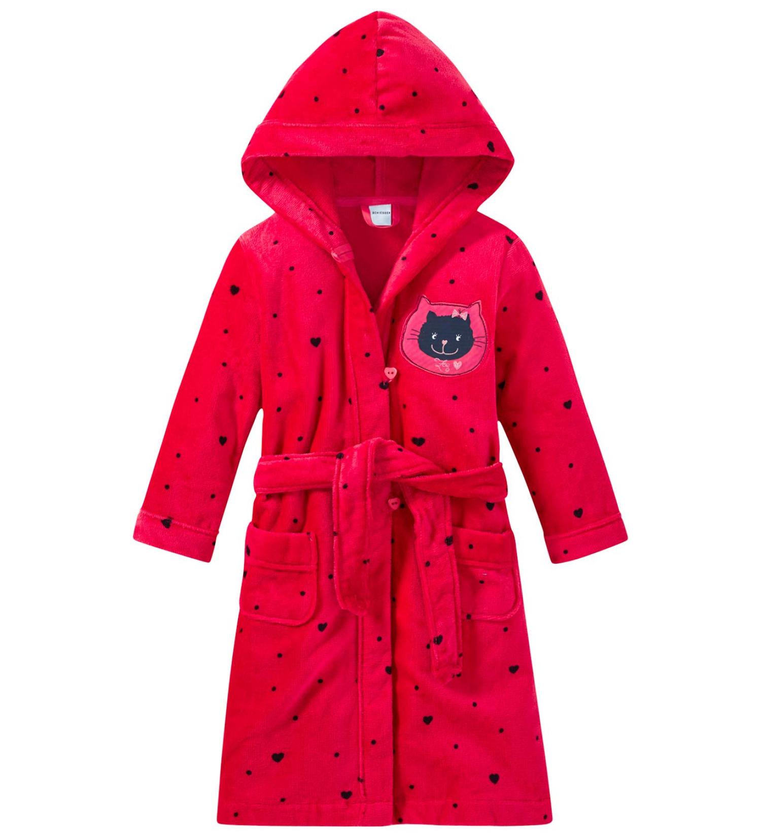 Schiesser Girls Cat Zoe Bathrobe 92 Red (Red 500)