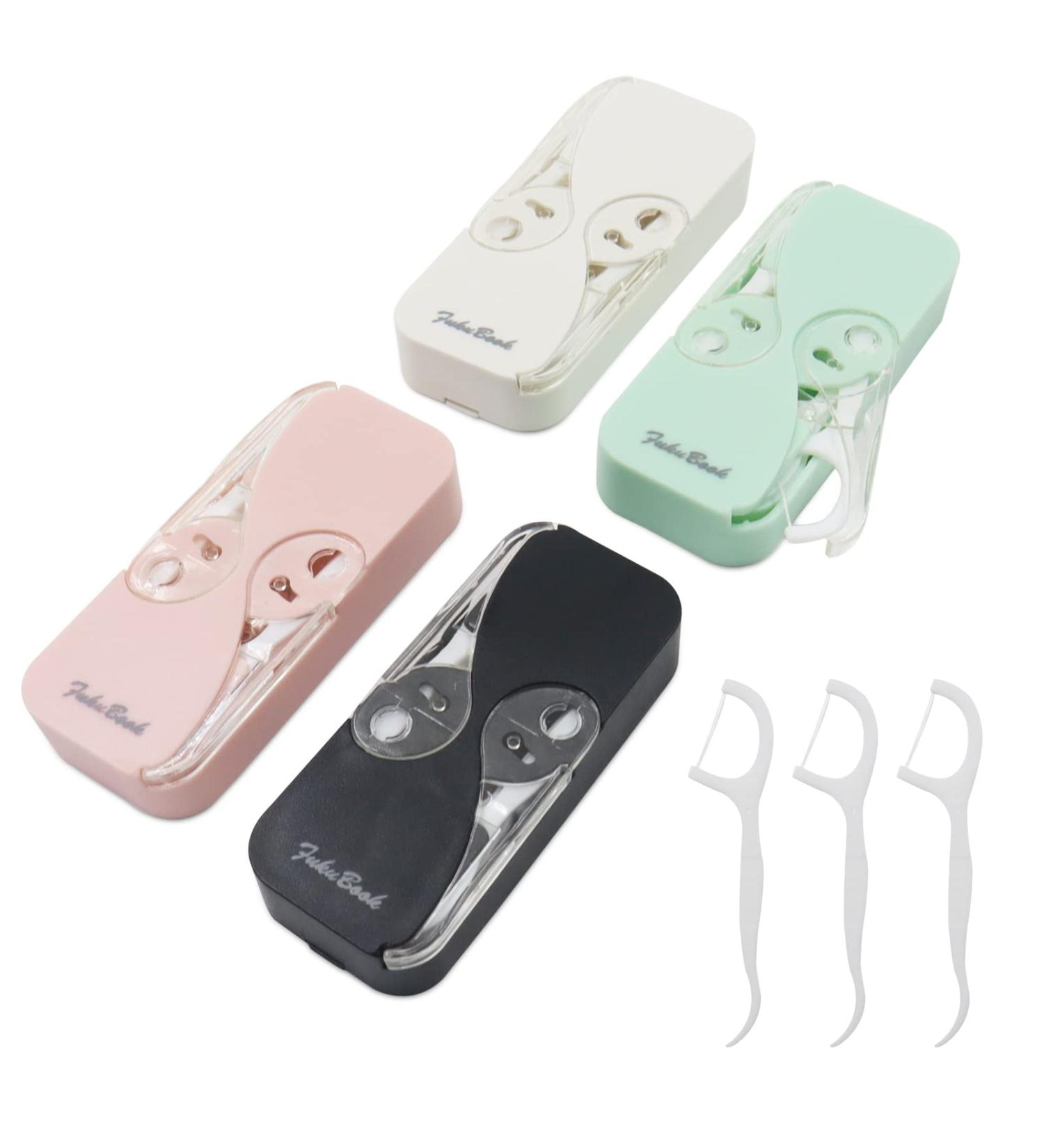 4 Portable Travel Tooth-Floss Dispensers with 48 Dental Picks | Reusable Organizer & Storage Box for Trips - 4 Colors - Buy Online on GoSupps.com