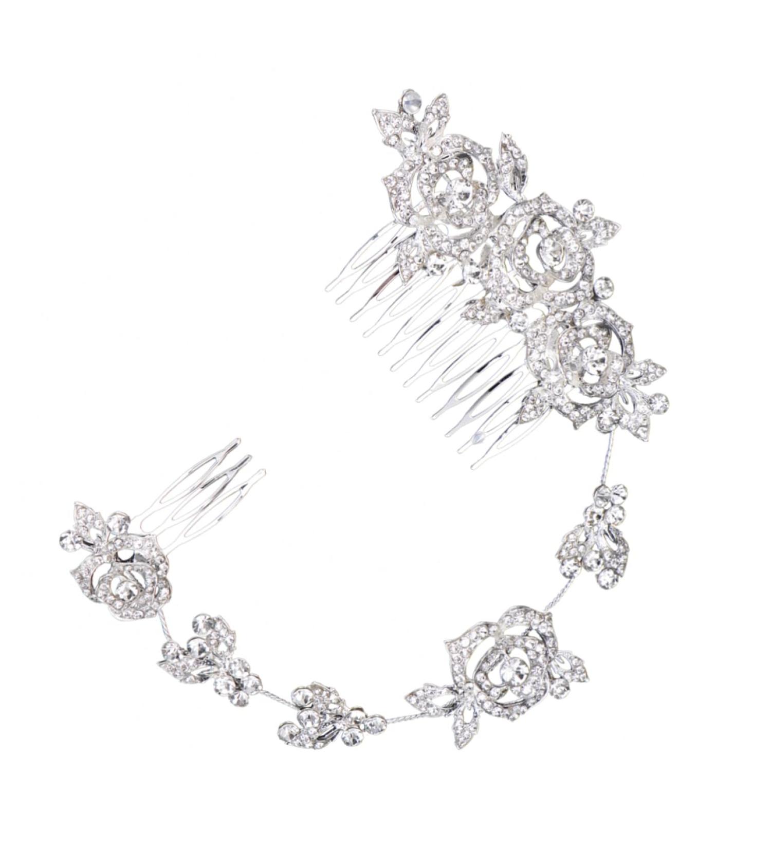 MAGICLULU Floral Rhinestone Hair Pin Hair Comb Long Issue Card Bride - Buy Online on GoSupps.com