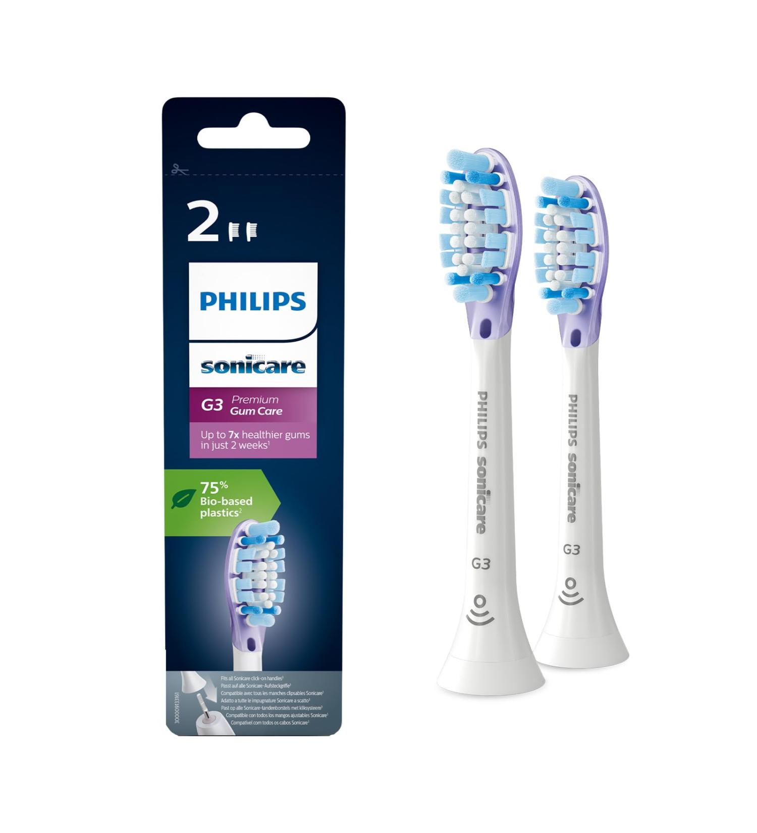 Philips Sonicare G3 Premium Gum Care Toothbrush Heads - 2-Pack (HX9052/17) - Best Sonic Toothbrush Replacement for Healthier Gums - Buy Online on GoSupps.com