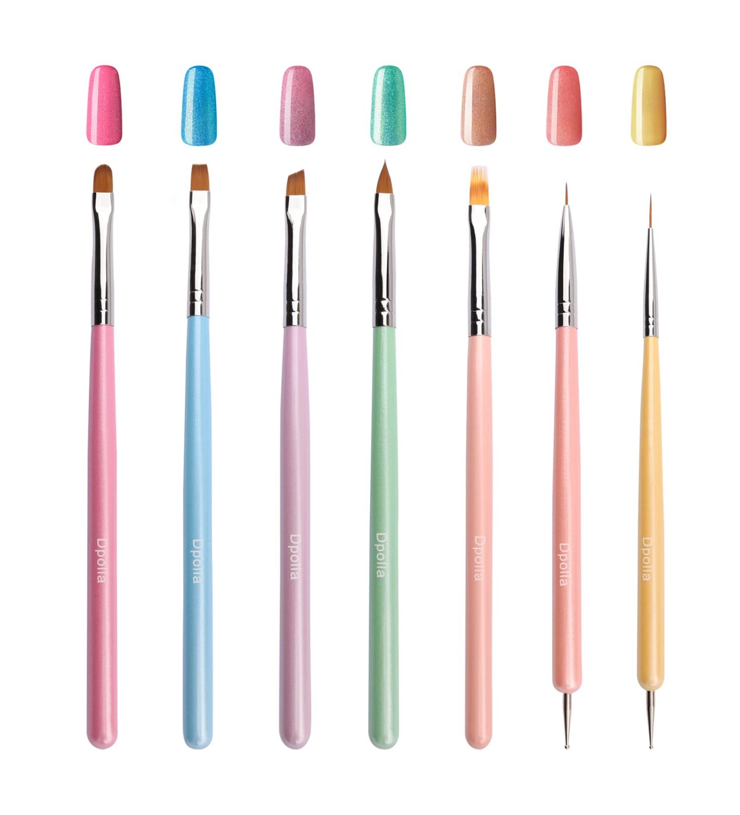 Dpolla 7PCS Nail Art Brush Set - Gel Polish Design Pen Painting Tools for Nail Extension & Builder Gel - Liner Brush, Dotting Pen - Salon Quality for Home DIY Manicure - Buy Online on GoSupps.com