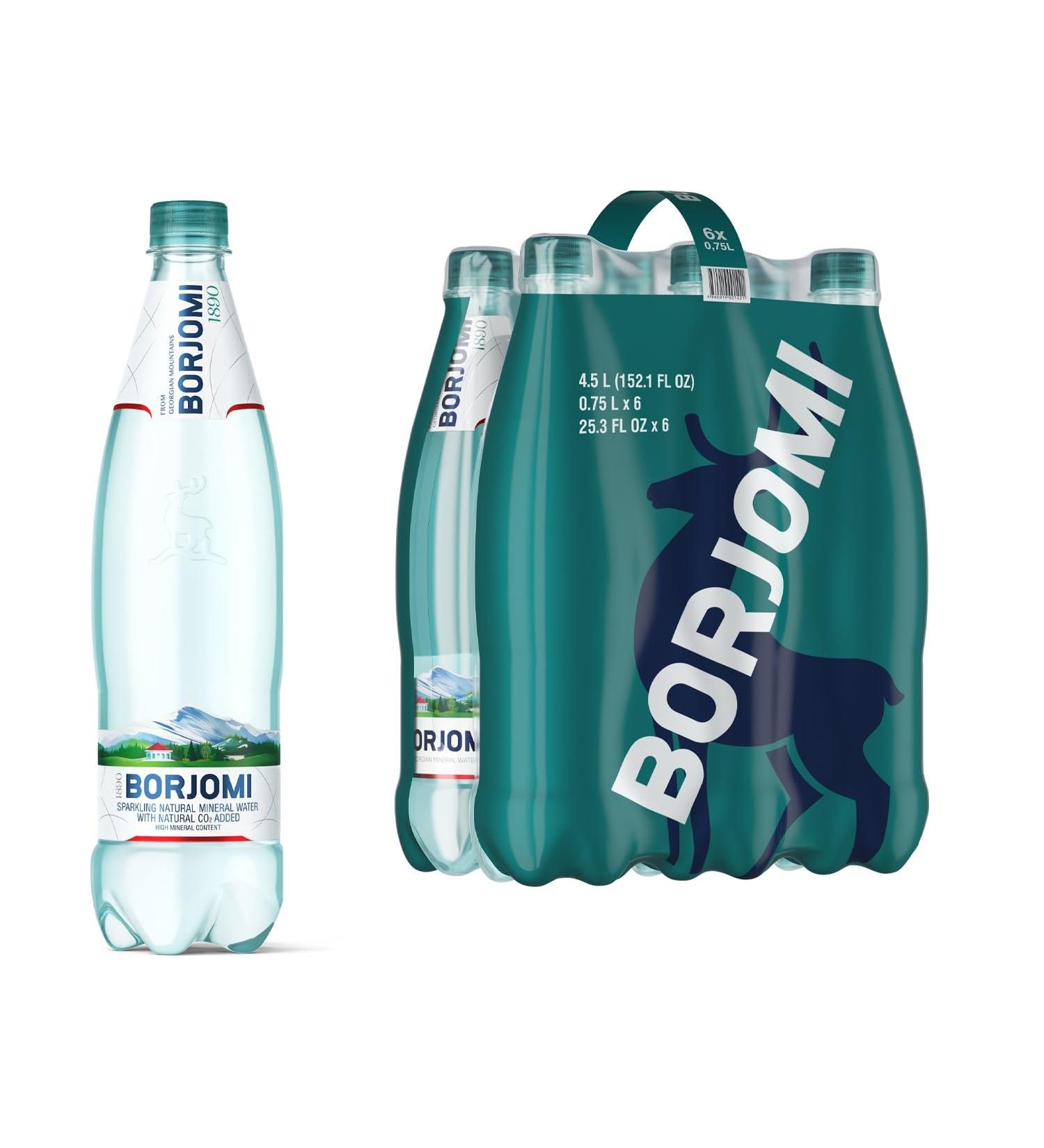 Buy Borjomi Sparkling Natural Mineral Water - 25.3 Fl Oz Plastic Bottles (Pack of 6) | International Shipping Available - Buy Online on GoSupps.com