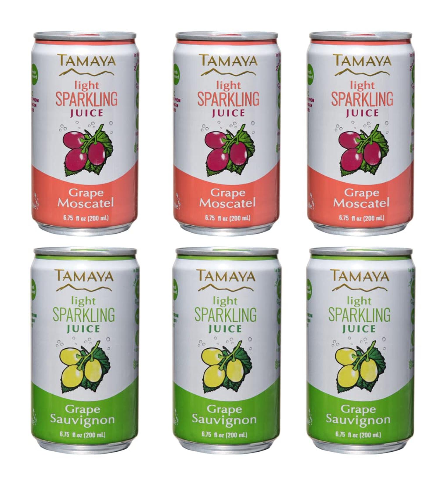 Pamper Your Taste Buds with Tamaya Light Sparkling Grape Juices Mix Discovery Case - 100% Natural NFC Fresh Pressed - No Sugar Added - Pack of 12 Mini Cans (6.75 Fl Oz) - Buy Online on GoSupps.com