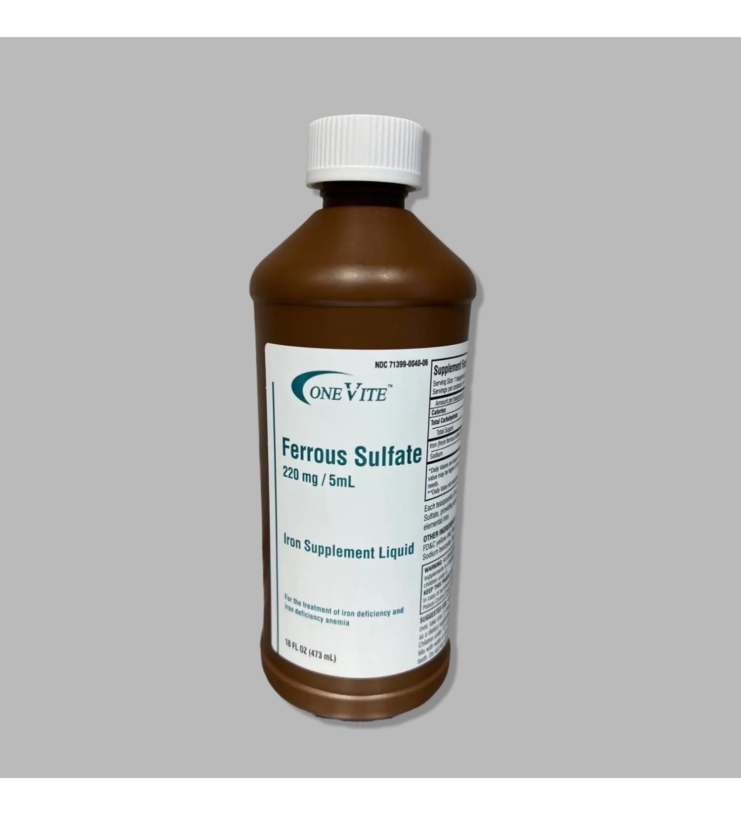 One Vite Ferrous Sulfate 220mg/5ml | Iron Supplement Liquid 16 Fl Oz (Pack of 1) - Buy Online on GoSupps.com