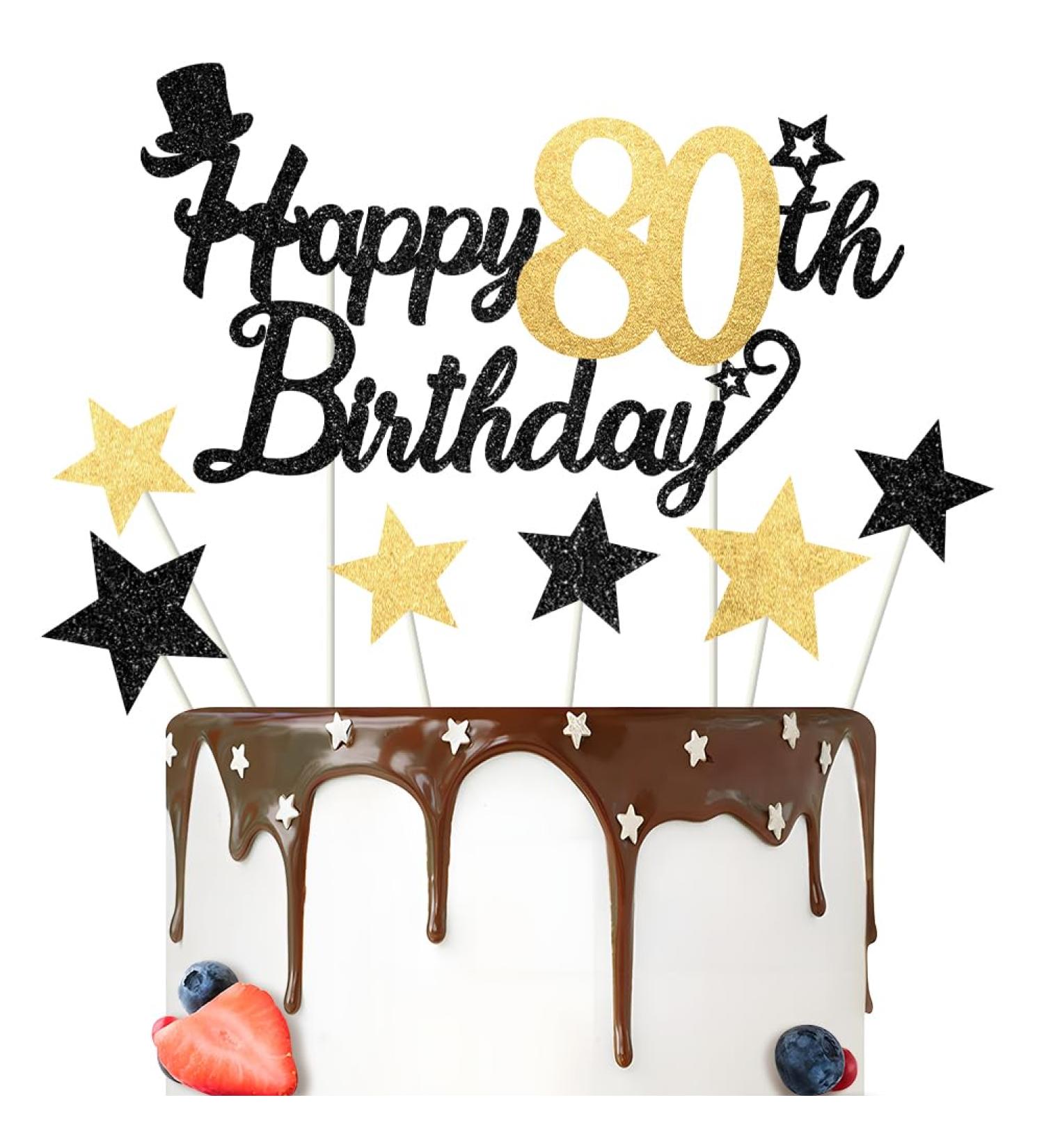 Glitter Happy Birthday Cake Topper Black Gold Gliter Happy 80th Birthday Cake Topper for Mens 80th Birthday Cake Decorations 7PCS by RichMoho 80-black Gold - Buy Online on GoSupps.com