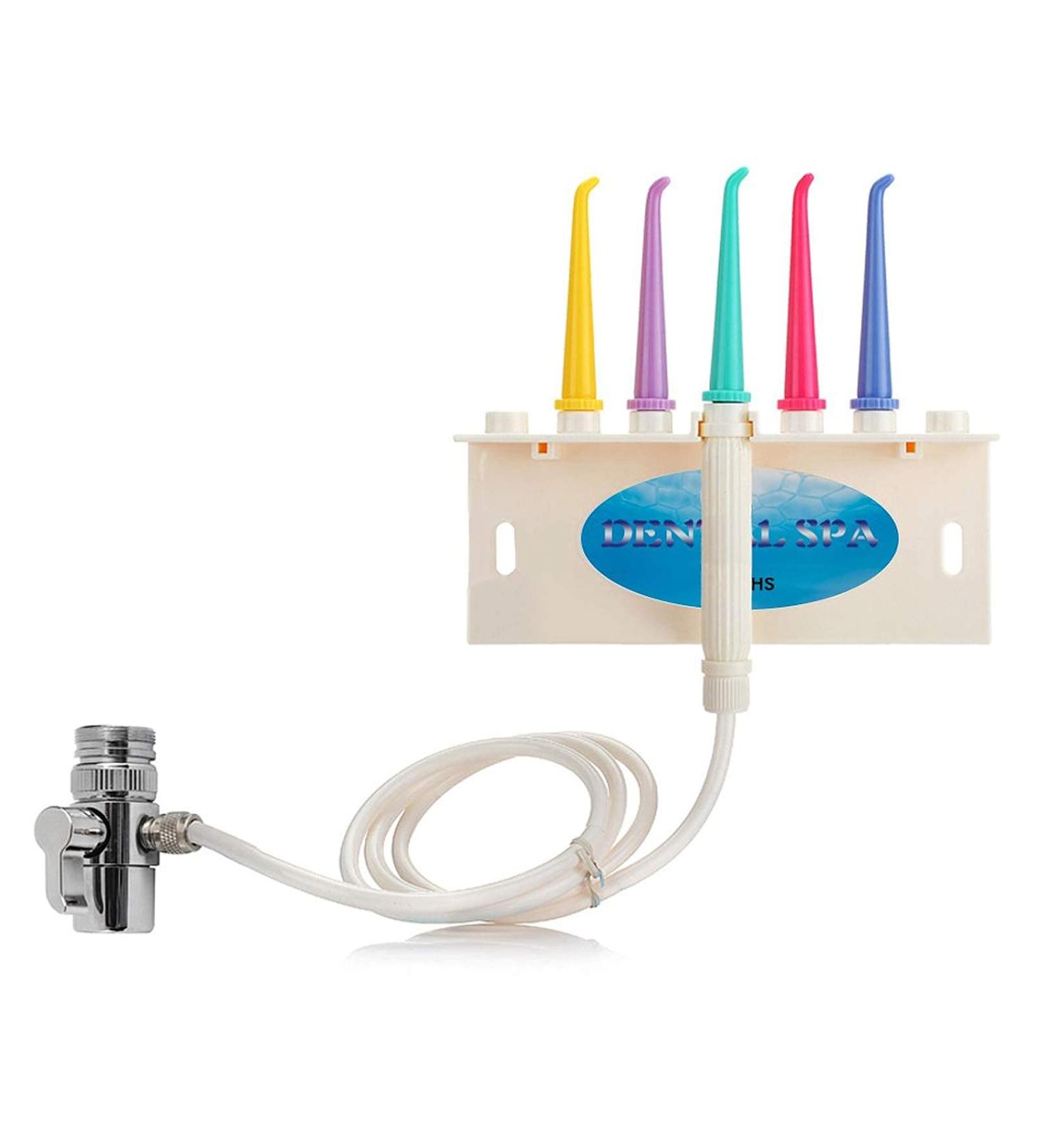 Water Flosser with 5 Color Jet Tips - Non-Electric Oral Irrigator for Family - Easy Install Dental Care & Teeth Cleaning - Buy Online on GoSupps.com