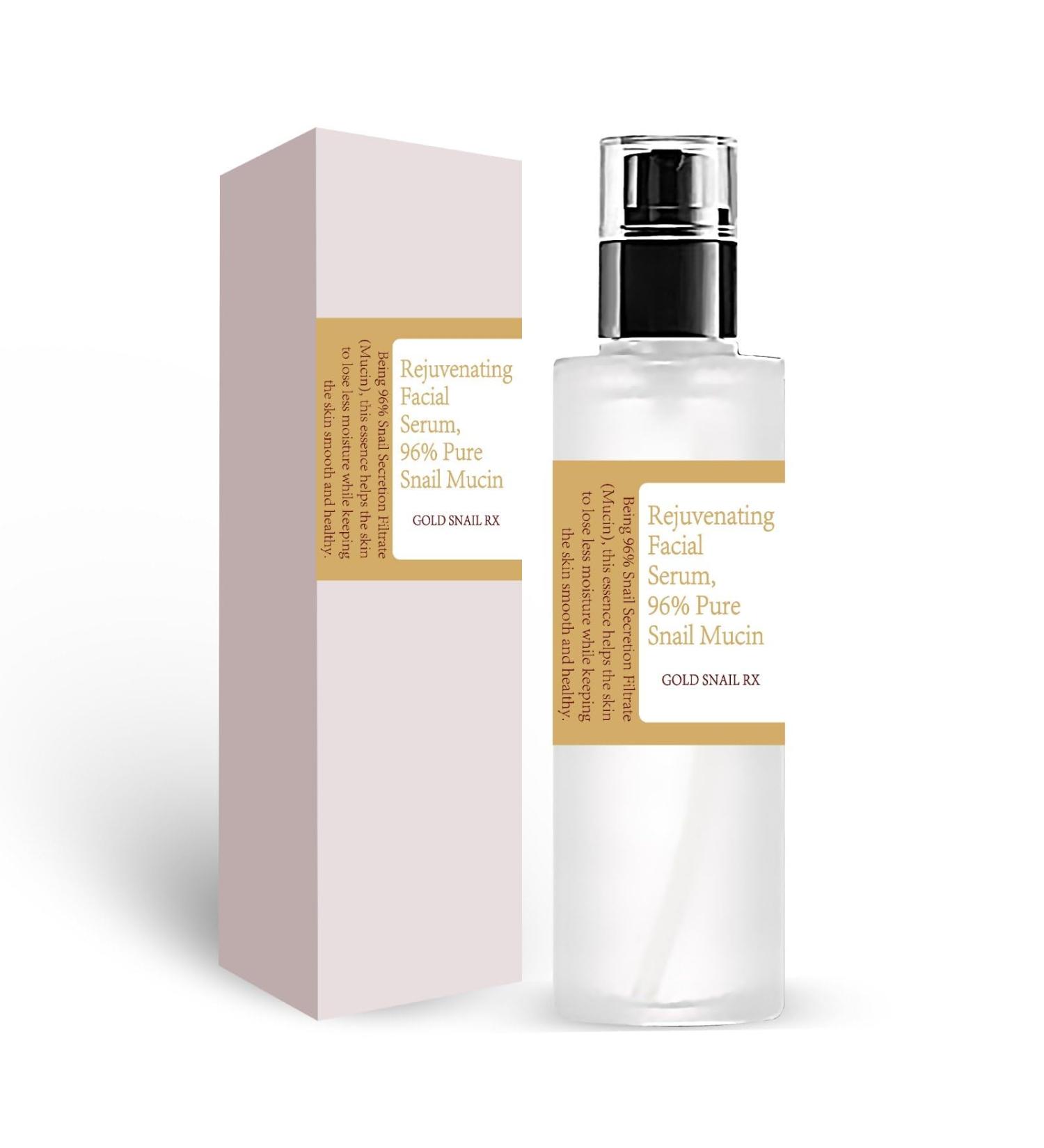 GoldSnailRX Snail Mucin Serum - 96% Korean Hydrating Facial Essence for Dry Skin & Wrinkle Repair | Luxury Skincare - Buy Online on GoSupps.com