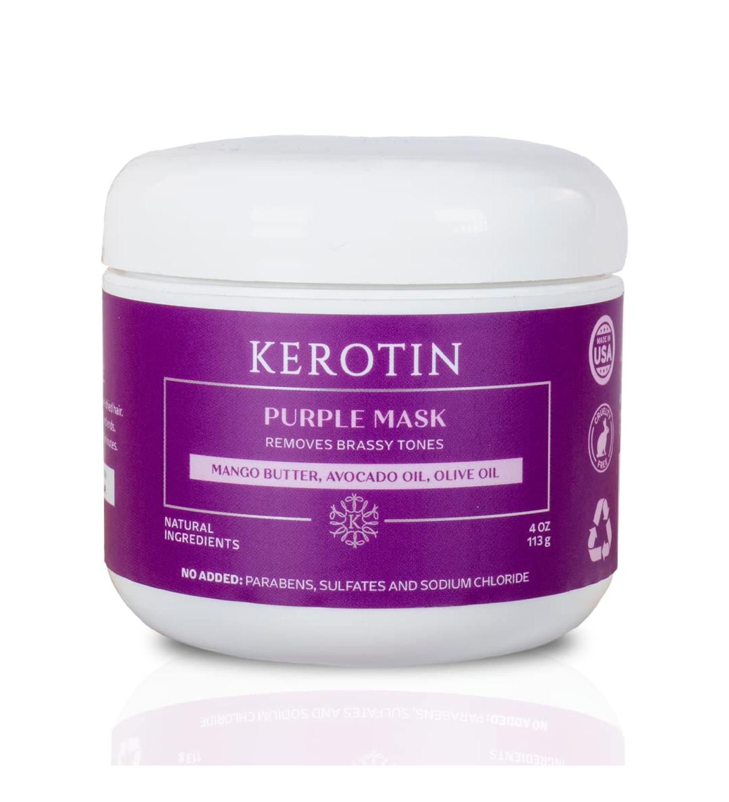 Kerotin Purple Hair Mask - Nourishing Mask for Blondes & Silver Hair - Removes Brassy Tones - Paraben & Sulfate Free - Buy Online on GoSupps.com