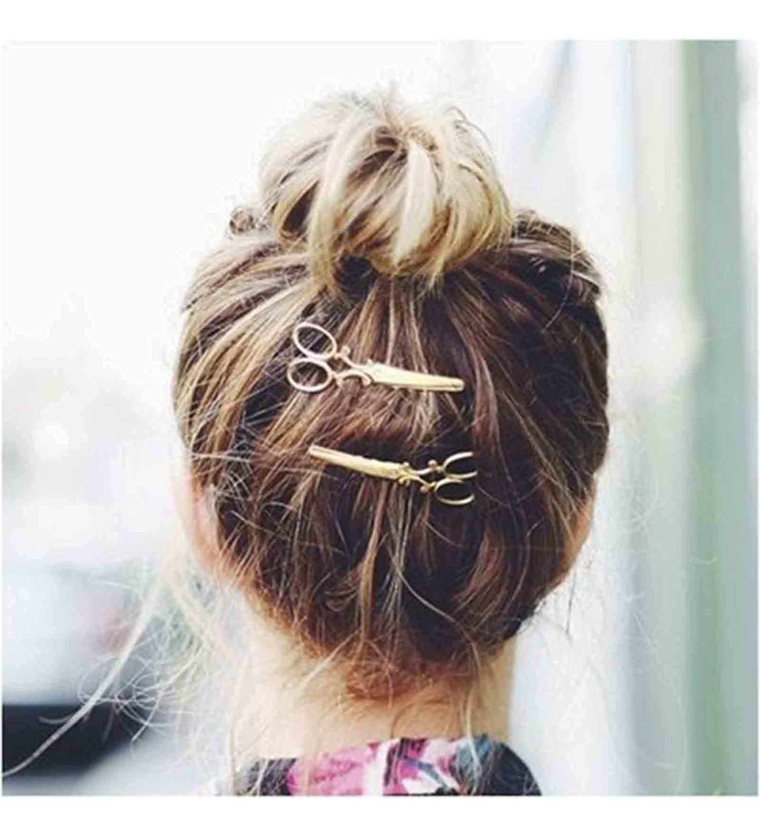 Yheakne Gold Hair Clip with Scissors | Trendy Metal Hairpins & Decorative Accessories for Women & Teens | Perfect Gift Idea - Buy Online on GoSupps.com