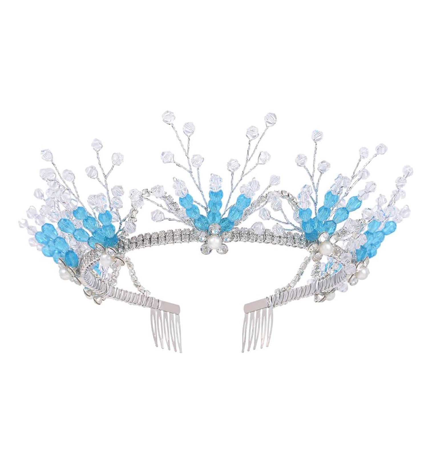 IYOU Crystal Princess Wedding Headband Blue Rhinestone Hair Bands Sparkly Birthday Communion Hair Accessories for Flower Girls - Buy Online on GoSupps.com