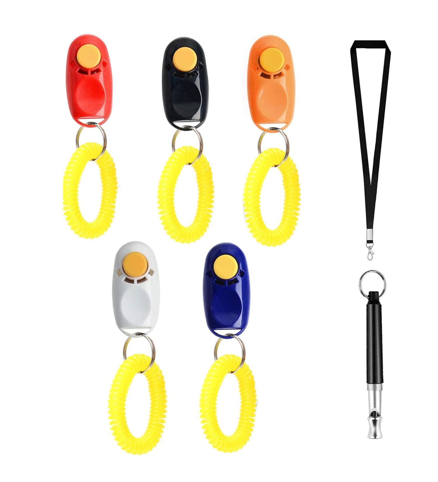 Dog Clicker MRKTAO 5 PCS Dog Training Clickers with Wrist Straps and 1 PCS Dog Whistle Clickers for Puppy Cat Bird Horse Training cat clicker - Buy Online on GoSupps.com