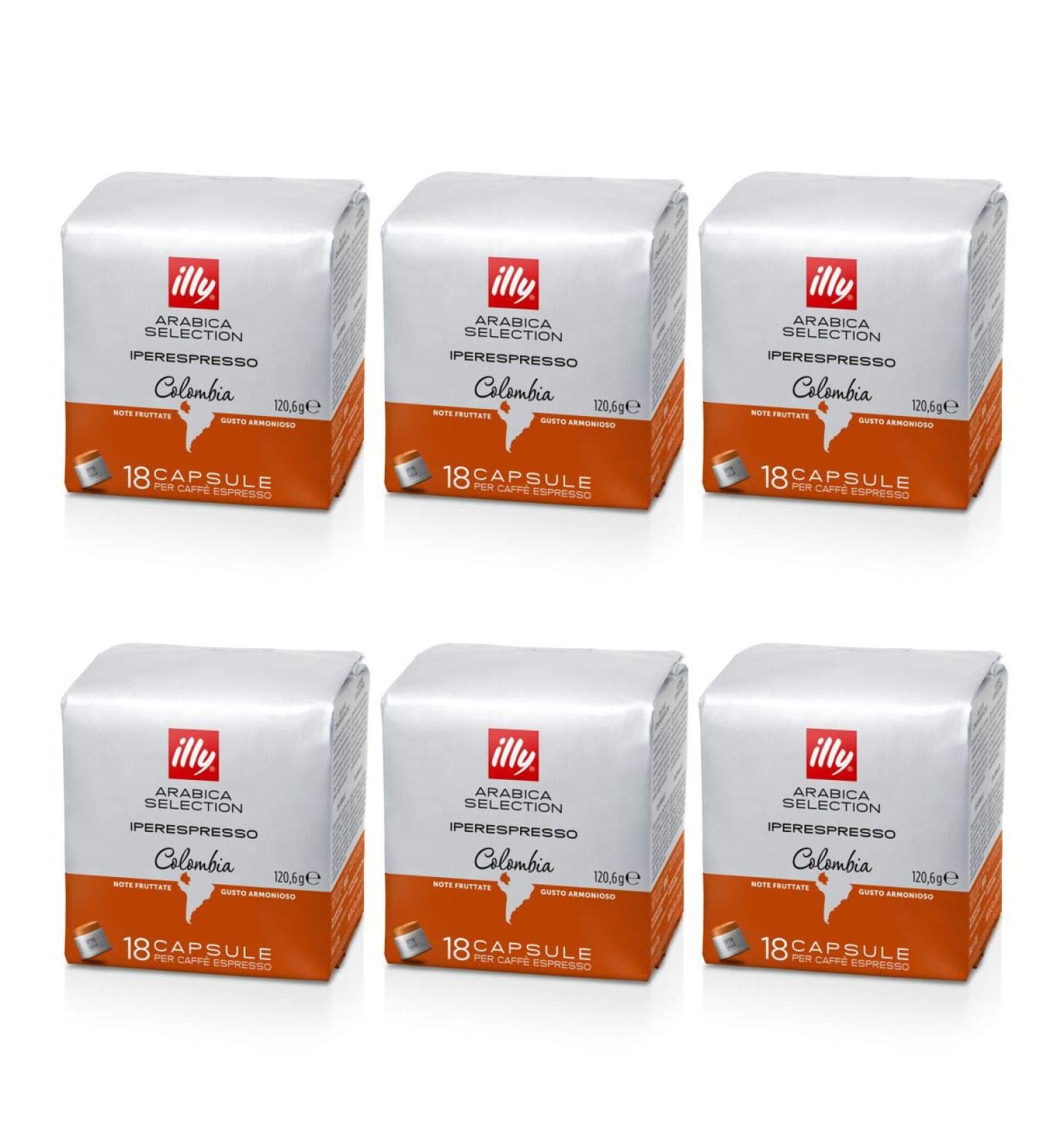  illy ILLY Arabica Selection Colombia 6 packs of 18 capsules (108 capsules) - Buy Online on GoSupps.com