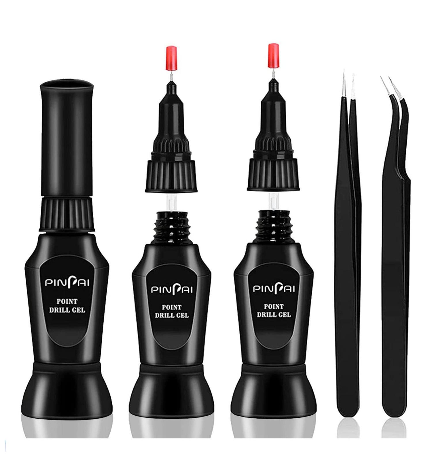 2PCS Nail Glue Pen Resin Polishing Agent Kit with Tweezers - DIY Gel Nail Polish Adhesive for Jewelry and Nail Art - Buy Online on GoSupps.com