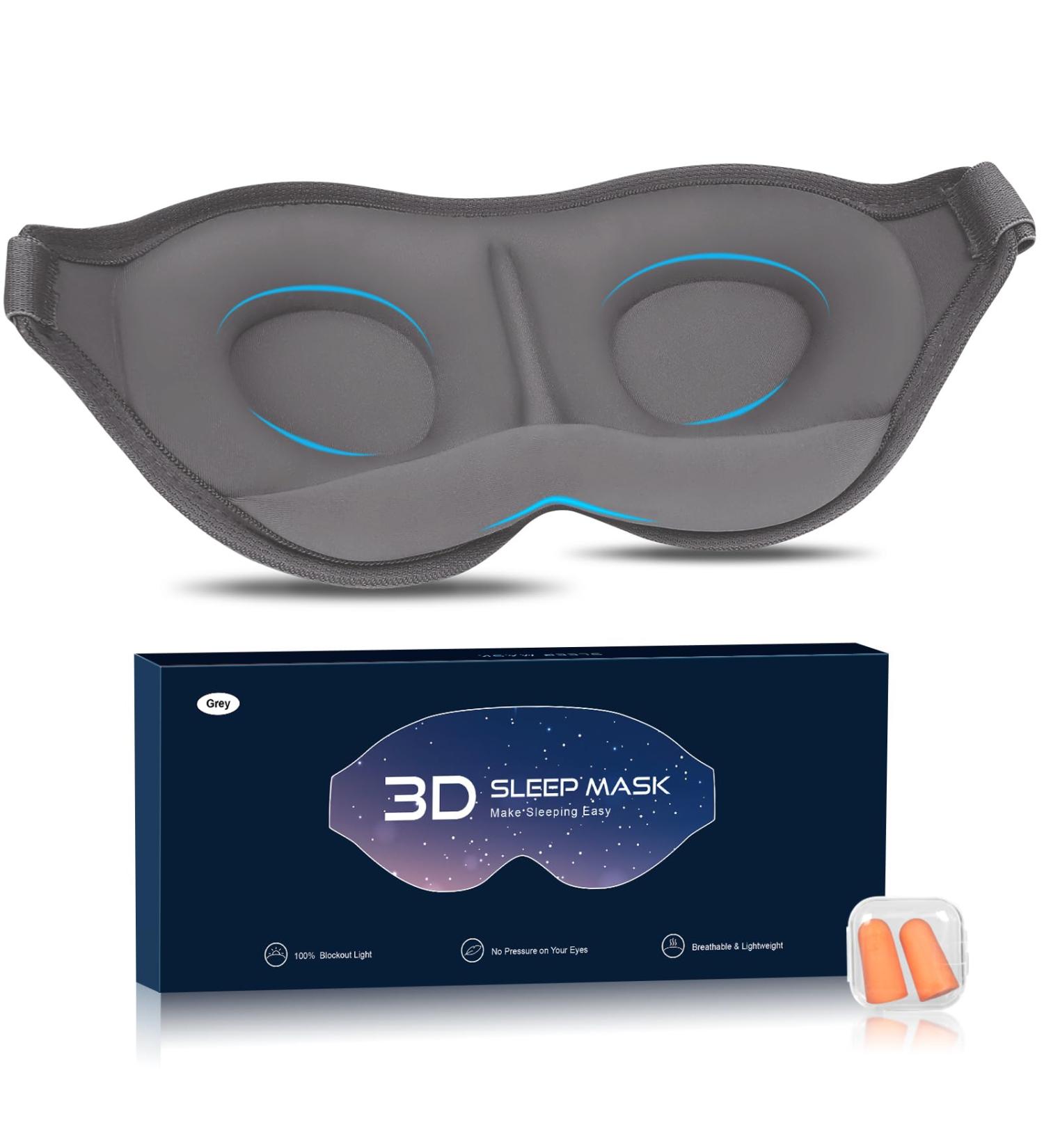 Soft and Comfortable 3D Blackout Sleep Eye Mask for Travel and Meditation - Grey - Buy Online on GoSupps.com