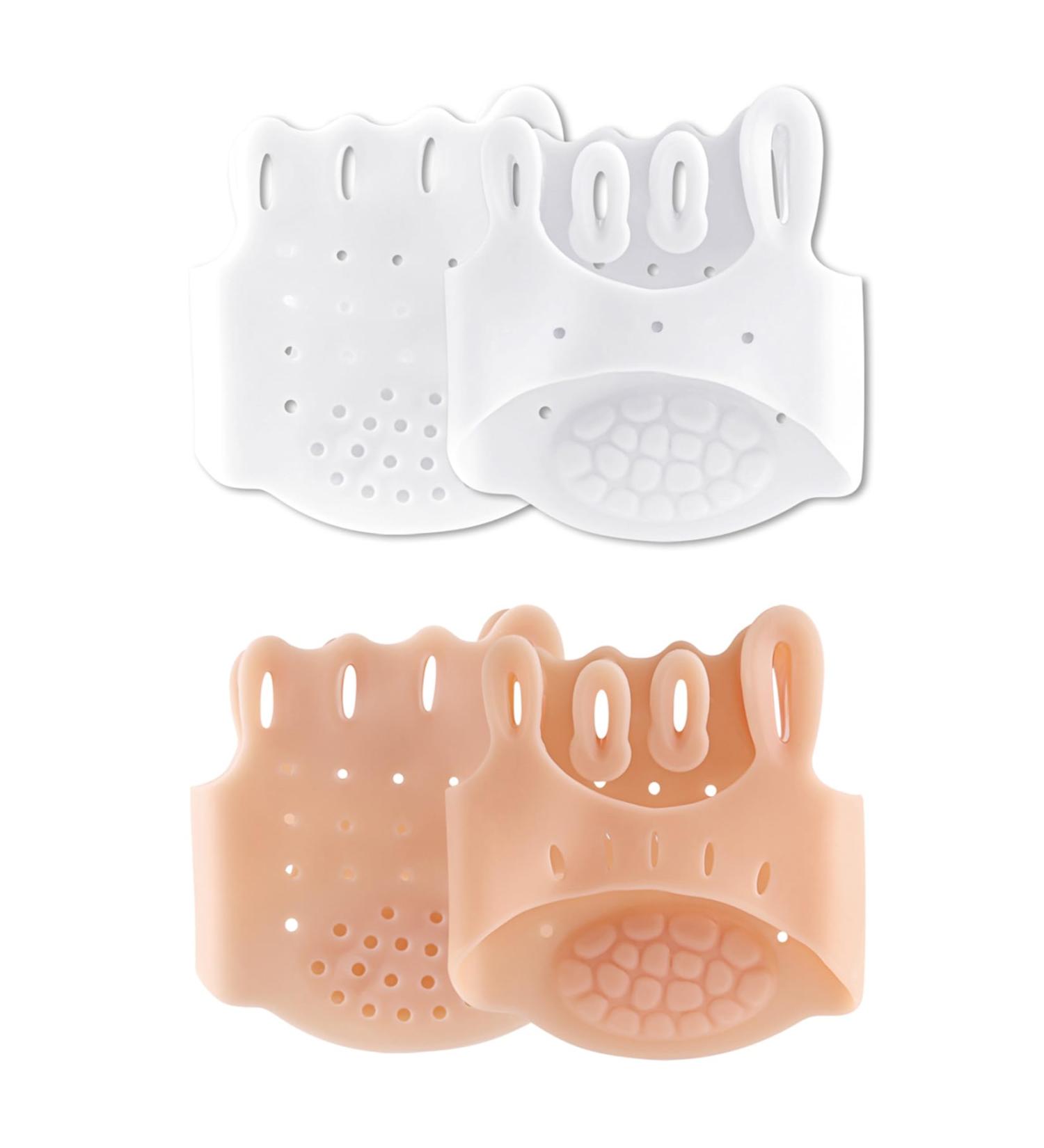 Jhtsole Toe Separator & Spacers - Cushioned Toe Slippers for Bale & Hammer Toes - 2 Pairs (White + Beige) | Comfort & Forefoot Support - Buy Online on GoSupps.com