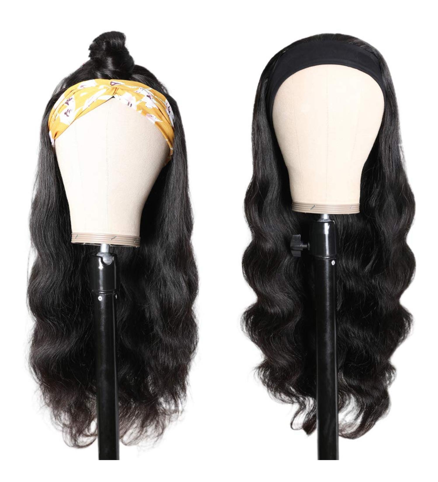 Dan & Dre Curly Wave Headband Wig for Women | Adjustable Fashionable Scarf Wig | High Temperature Fiber Afro Long Black Wig - Buy Online on GoSupps.com