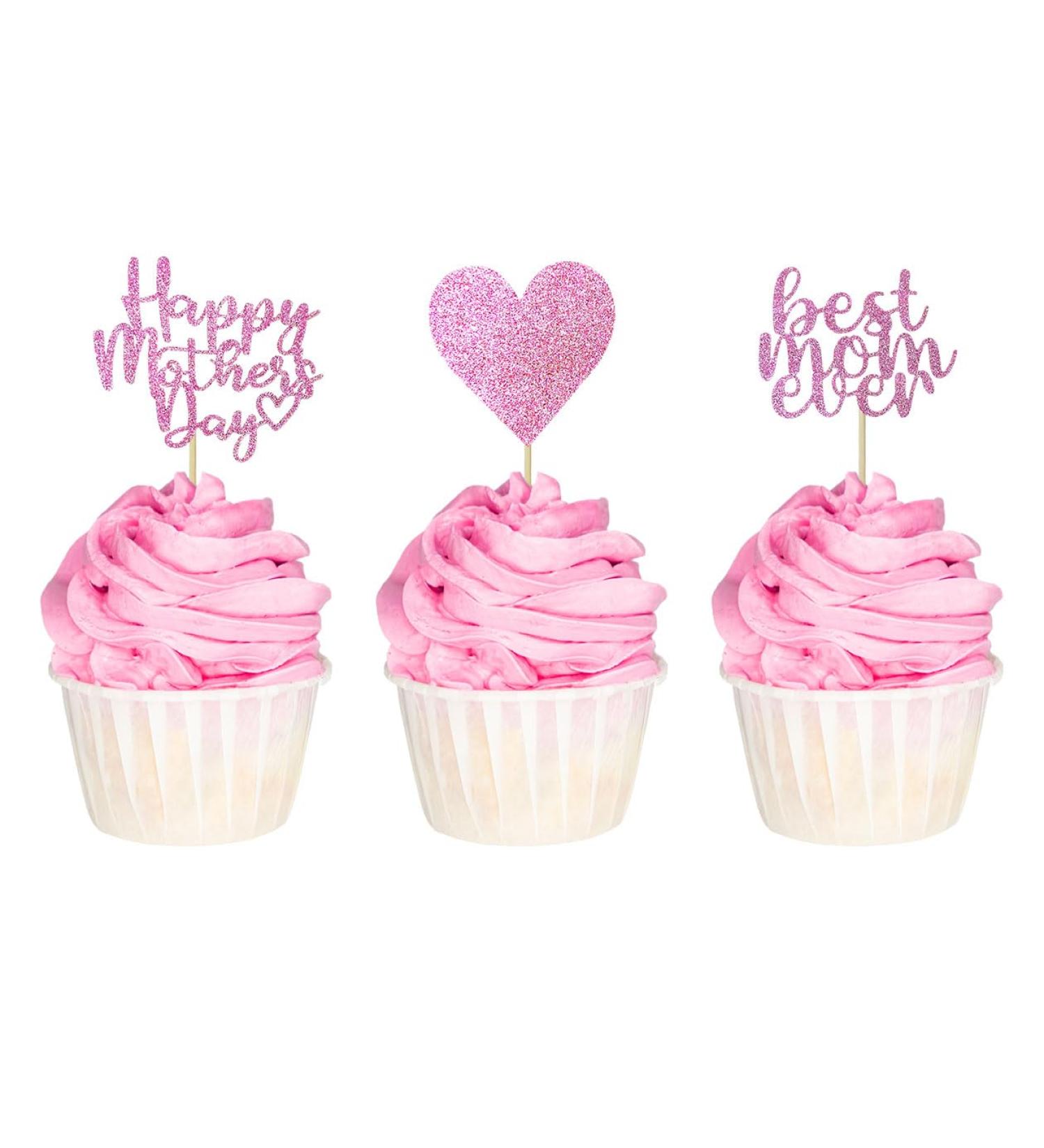 12 Pcs Mothers Day Cupcake Toppers Gittler Happy Mothers Day Cake Toppers Cake Toppers with Love Heart for Best Mom Mothers Day Party Cake Decorations - Buy Online on GoSupps.com