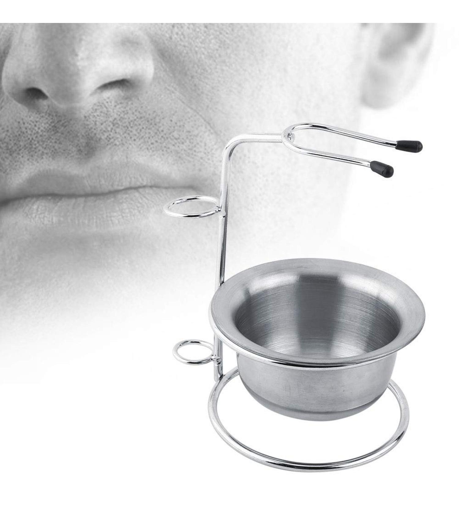 Modern Stainless Steel Shaving Brush Stand & Soap Dish Kit - Perfect Shaving Accessories for Men - Buy Online on GoSupps.com