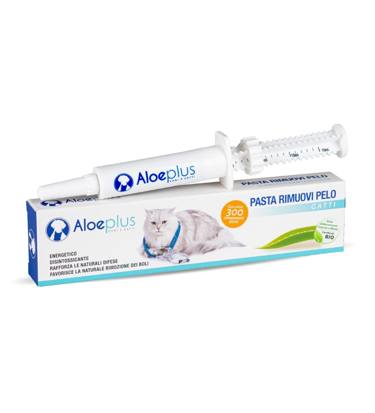 ALOEPLUS Anti-Hairball Oral Paste 15ml - Paste for Cats Against Hairballs Prevents and Eliminates Balls Energetic and Detoxifying Food Supplement with Organic Aloe Arborescens - Buy Online on GoSupps.com