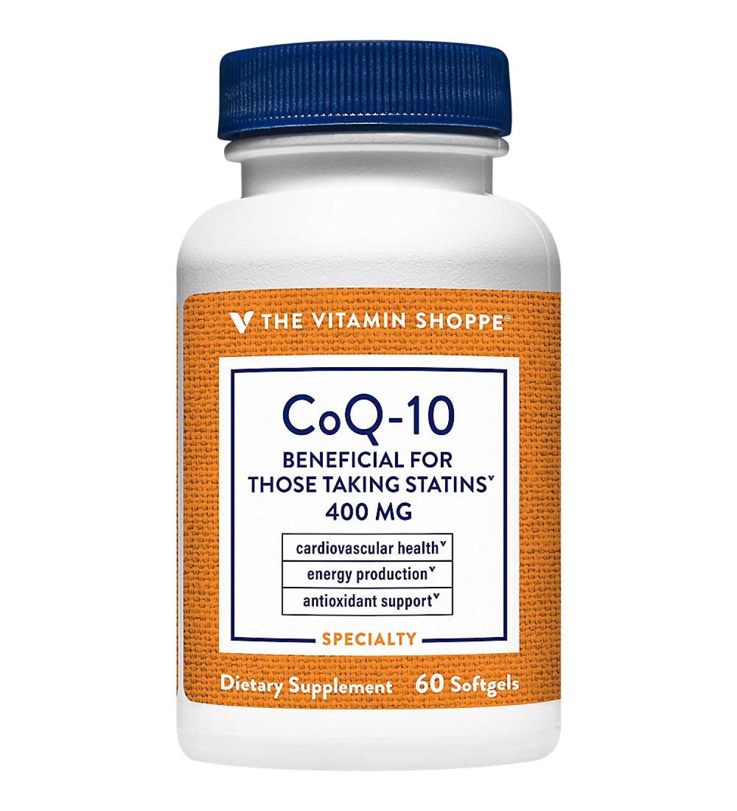 Vitamin Shoppe CoQ-10 400mg - Supports Heart Health & Energy | Essential Antioxidant Perfect for Statin Users - 60 Softgels - Buy Online on GoSupps.com