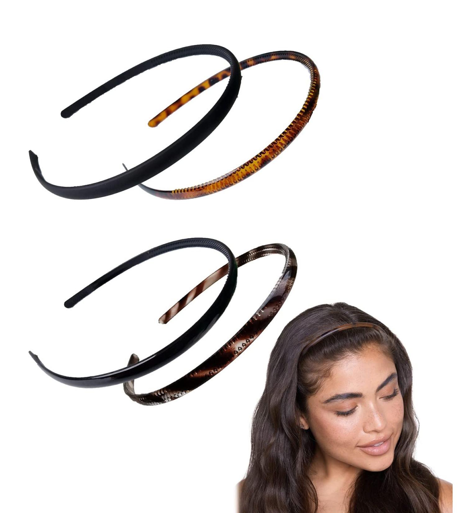 4 Pack Thin Plastic Headbands with Teeth - Soft DIY Hair Bands for Men & Women - 4 Colors - Buy Online on GoSupps.com