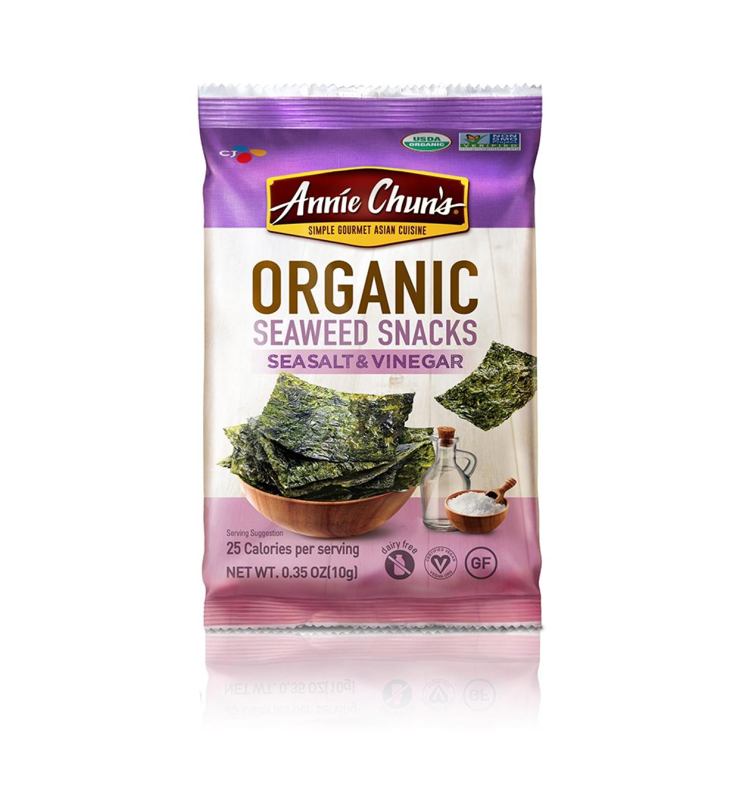 Annie Chun's Organic Seaweed Snacks, Sea Salt & Vinegar, 0.35 Ounce Organic Sea Salt & Vinegar 0.35 Ounce (Pack of 1)