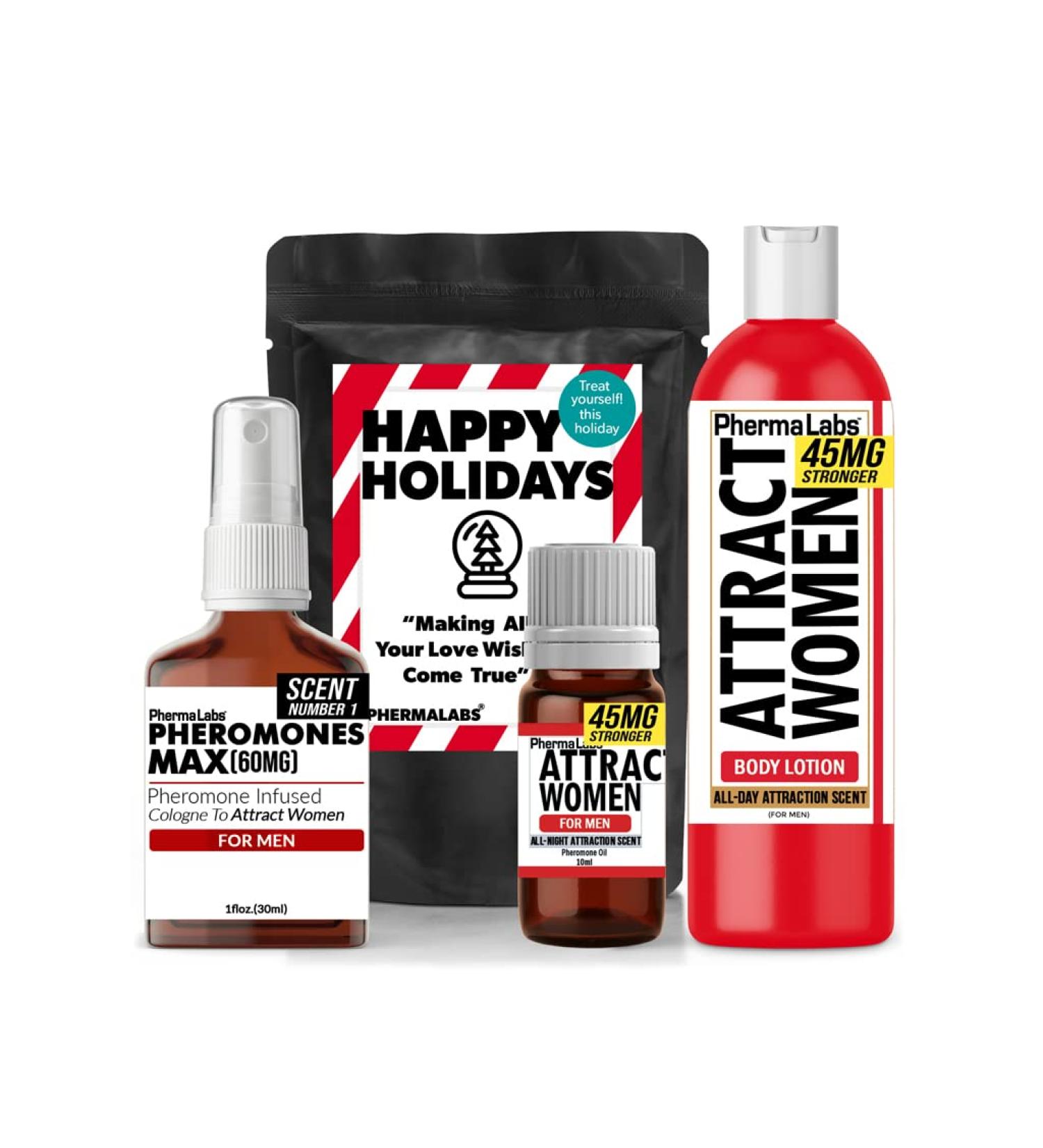 Pheromone Infused Gift Set Bundle: Cologne Body Oil and Body Lotion (3 items) - for Him Attract Women